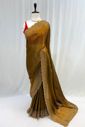 Golden fendy embellished saree