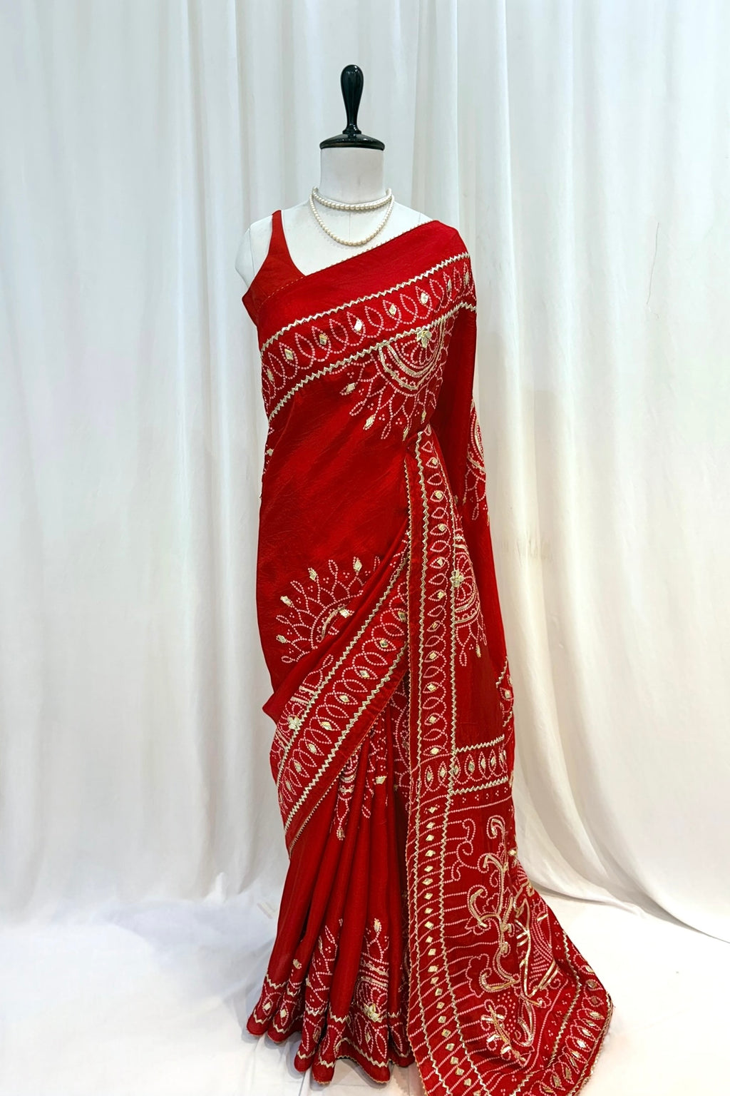 Gotta work organza silk saree - Red