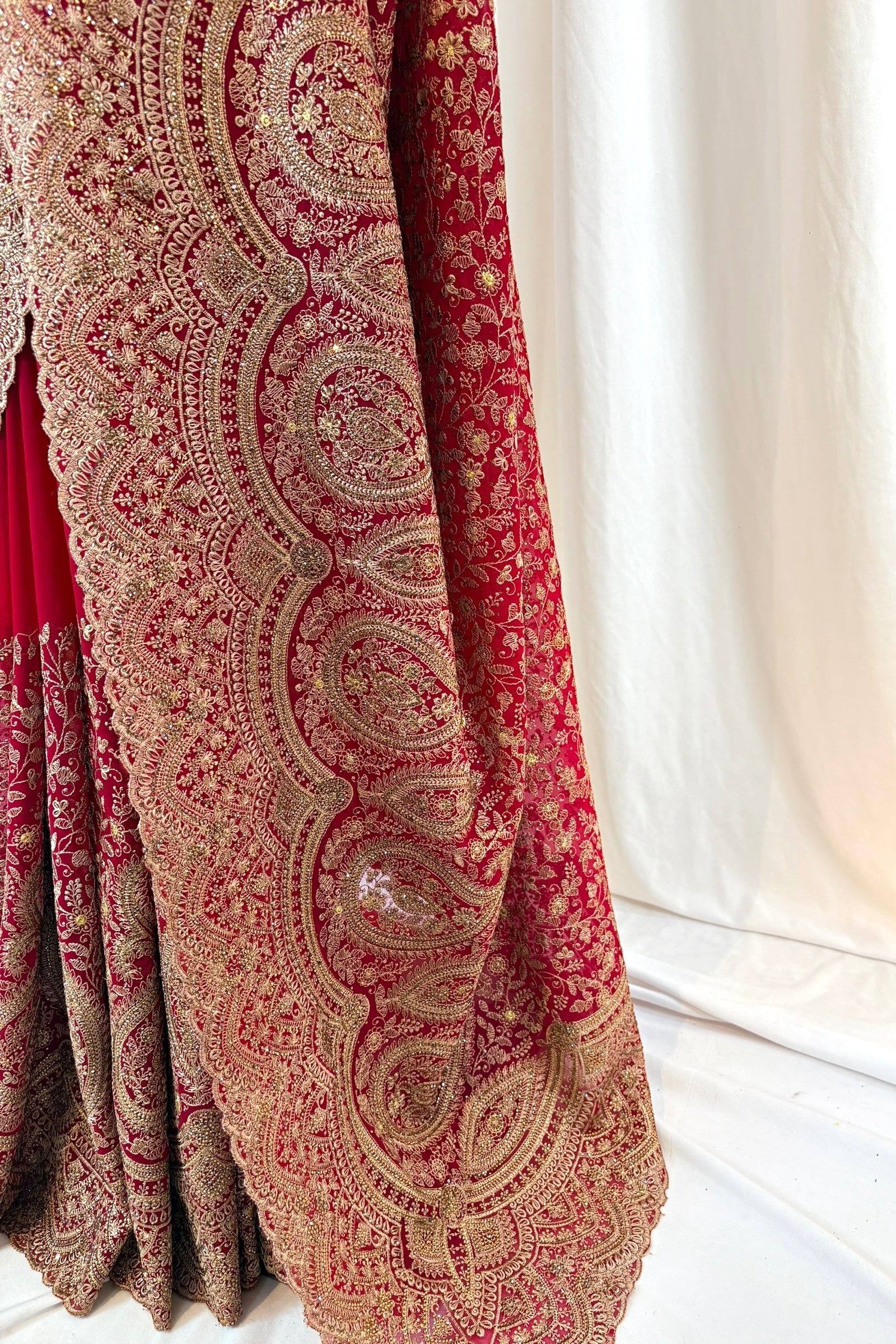 Crimson embroidered saree