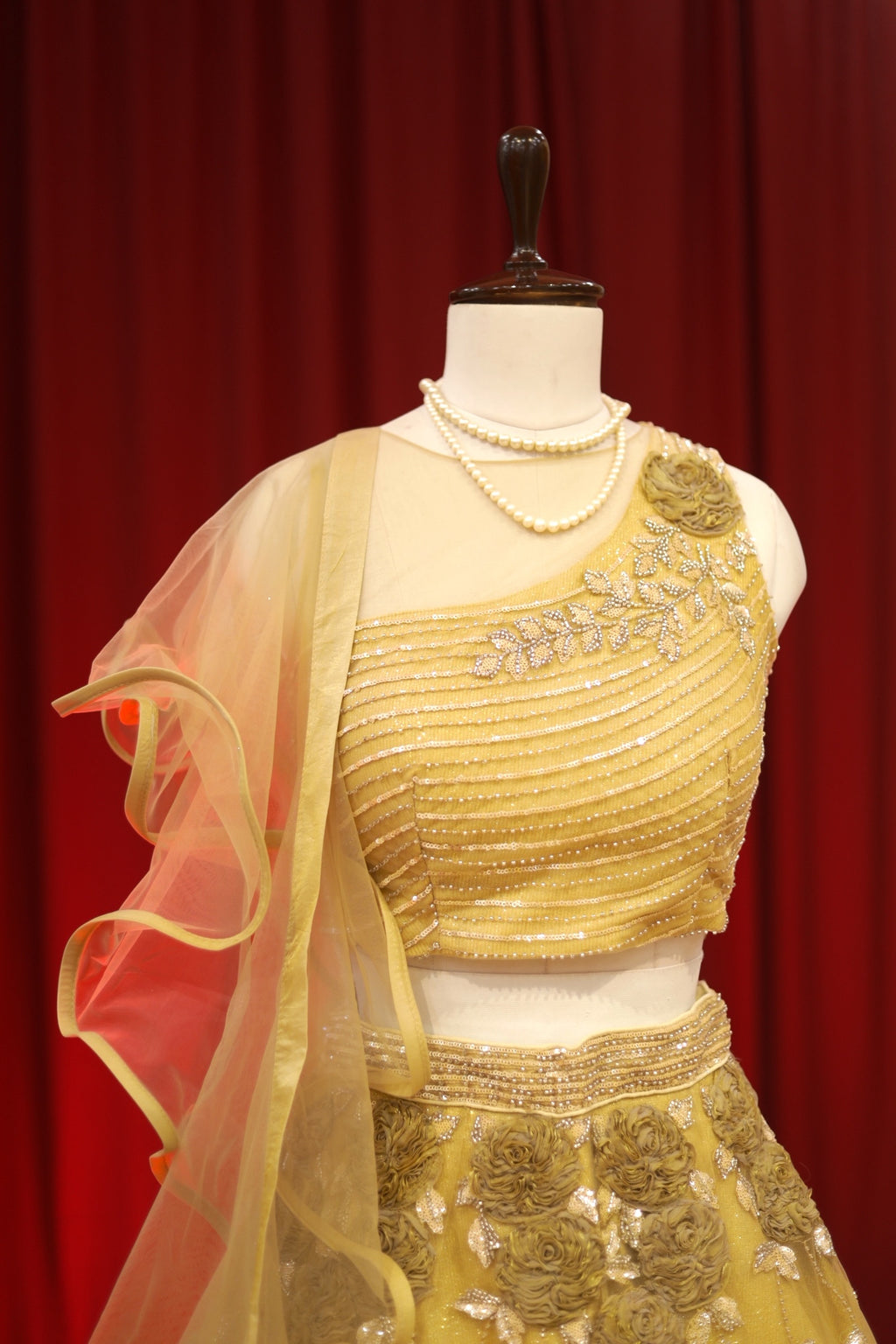 Golden sequins shimmer lehenga