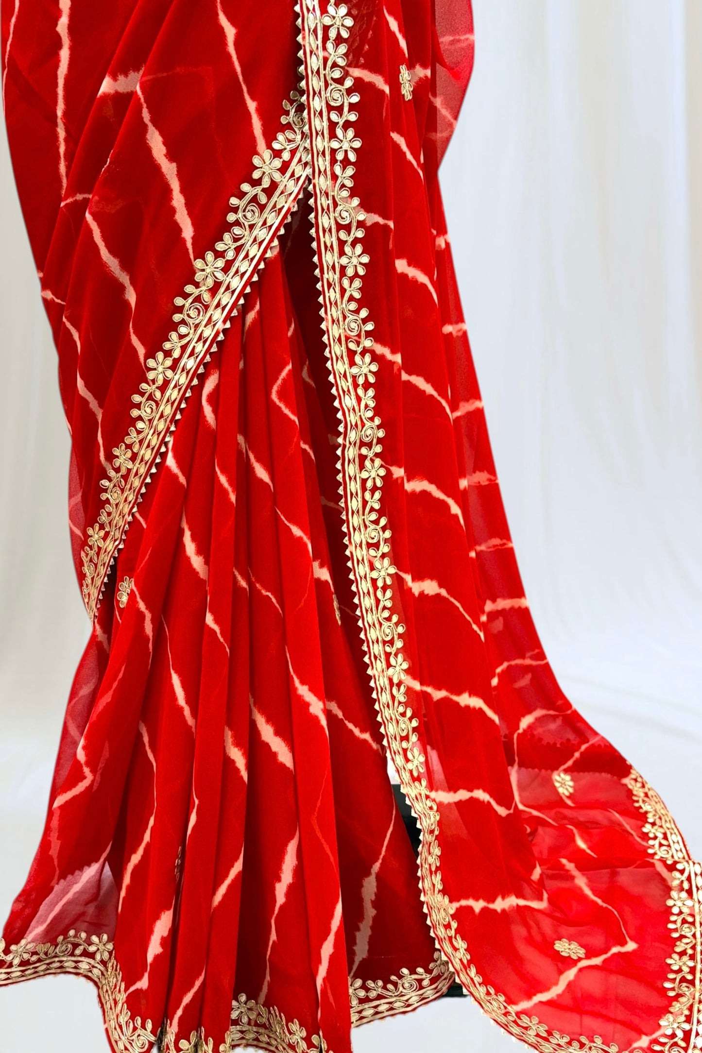 Georgette leheriya saree- Red
