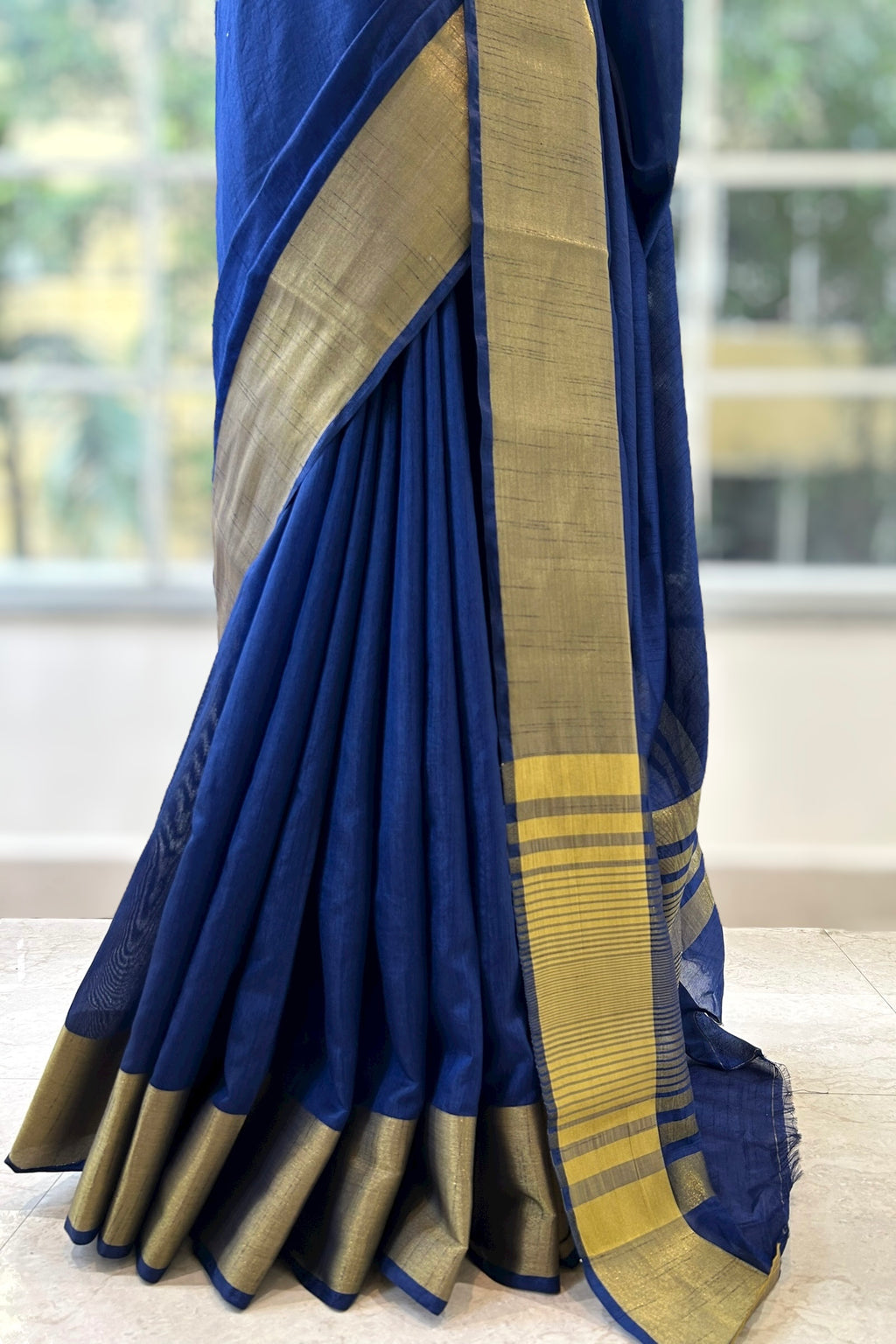 Royal blue soft cotton saree