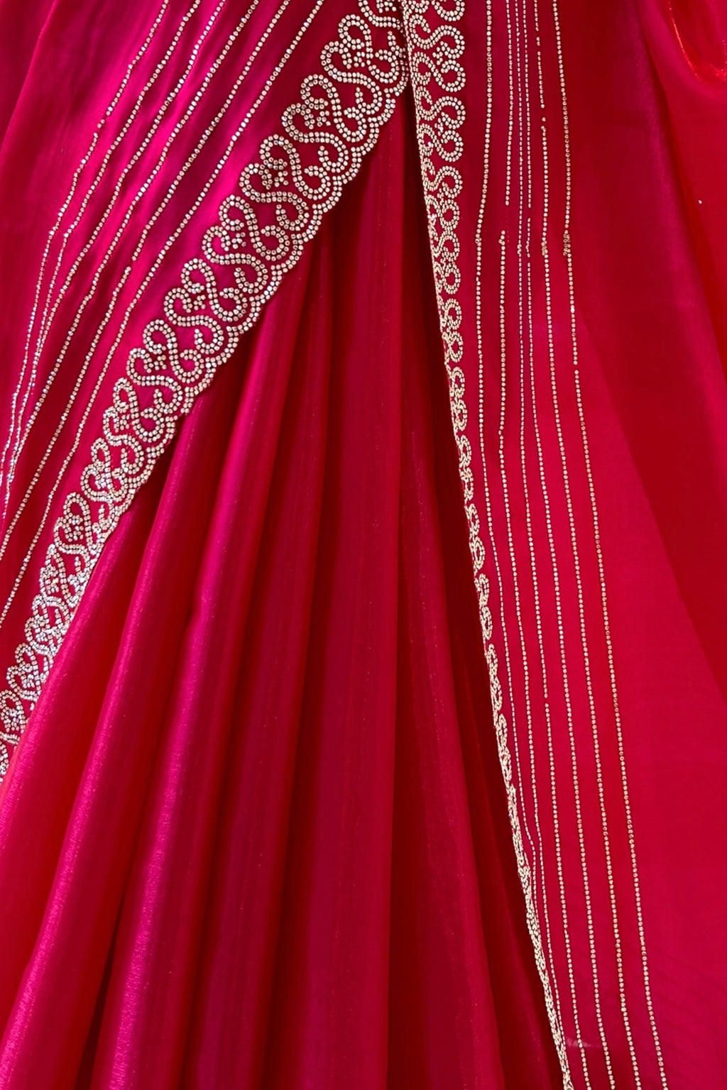 Swarovski sheen organza saree - Crimson