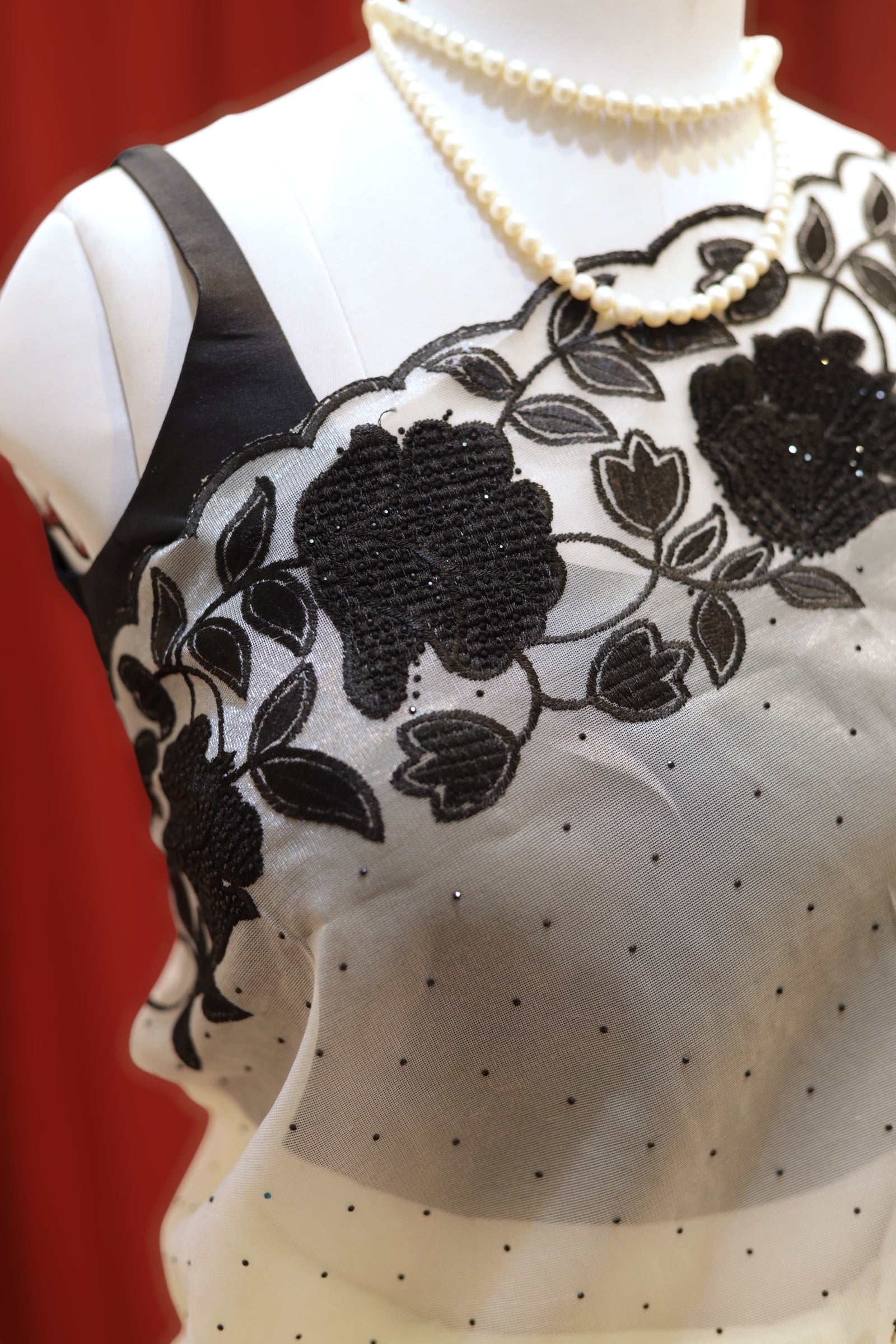 White organza floral saree