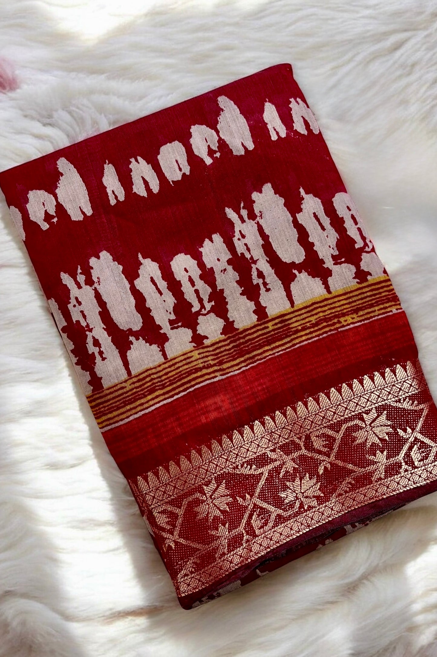 Soft block print saree - Abstract maroon