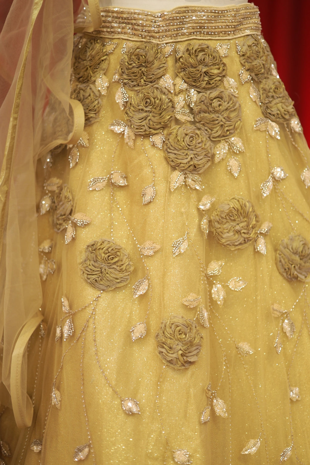 Golden sequins shimmer lehenga