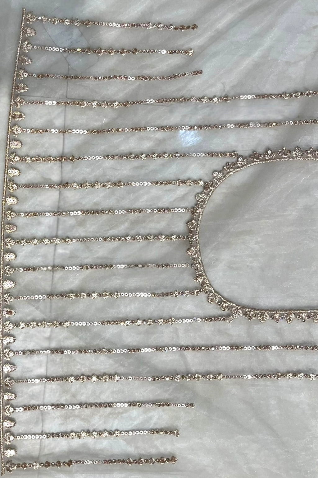 Golden sequins soft net saree - Striped