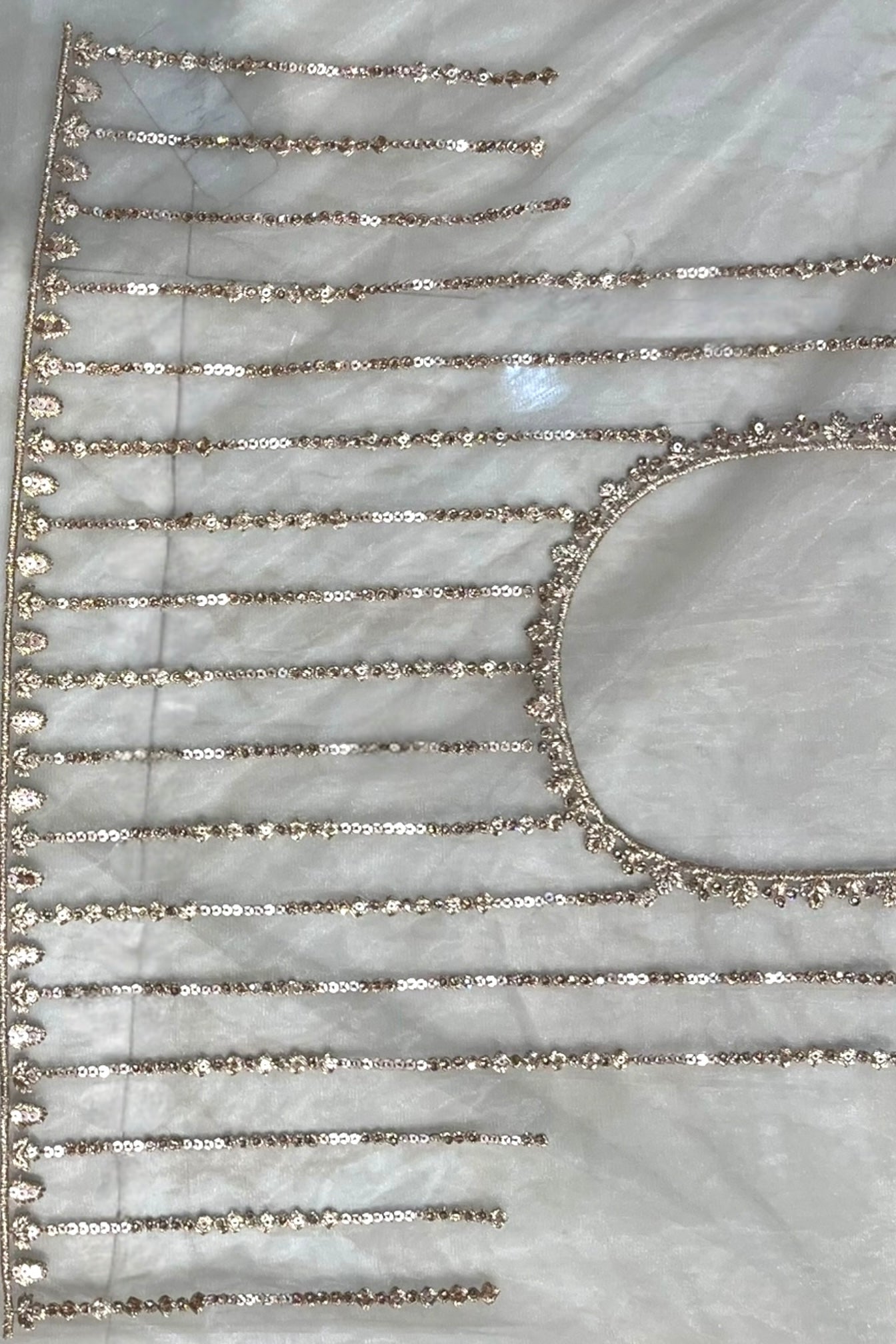 Golden sequins soft net saree - Striped