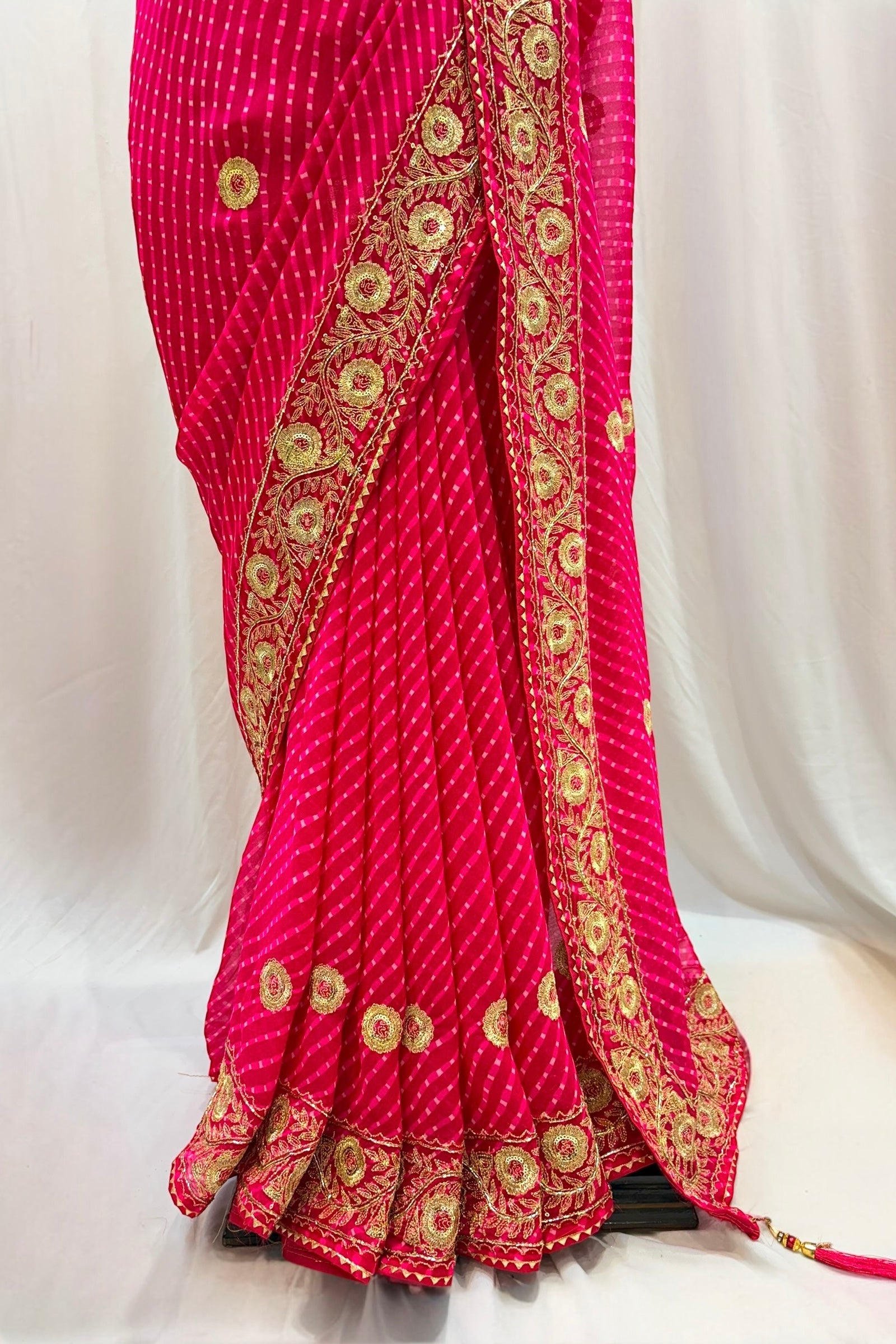 Pink motra zari georgette saree