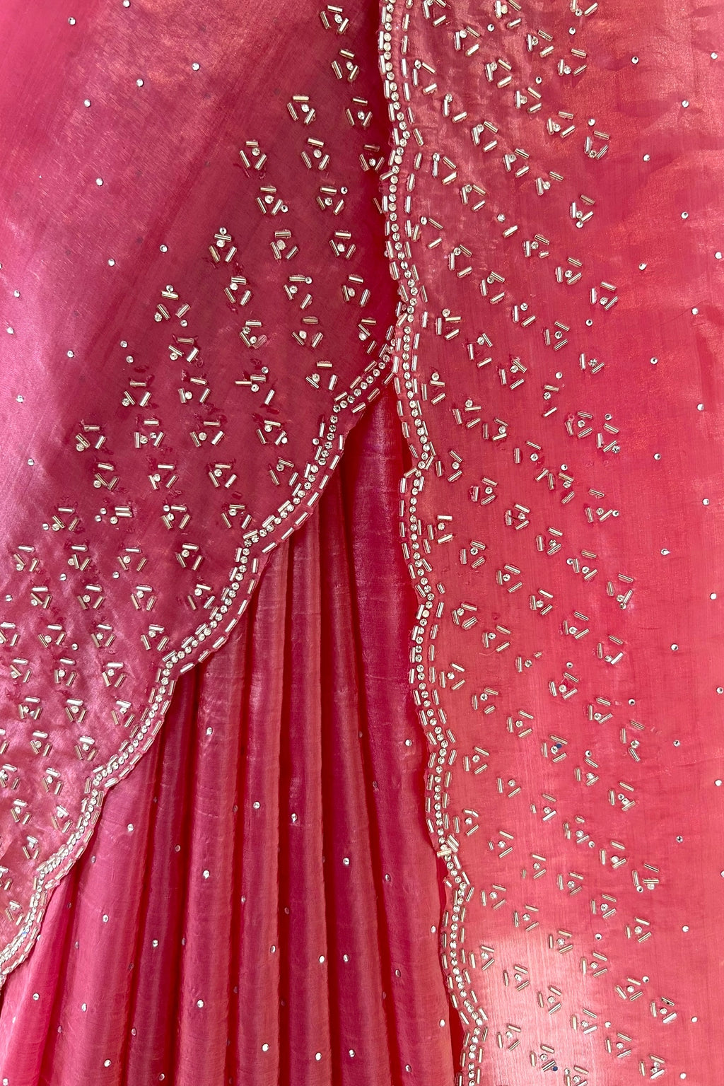 Soft organza cutwork saree - Pink