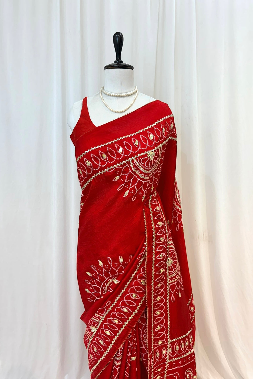Gotta work organza silk saree - Red