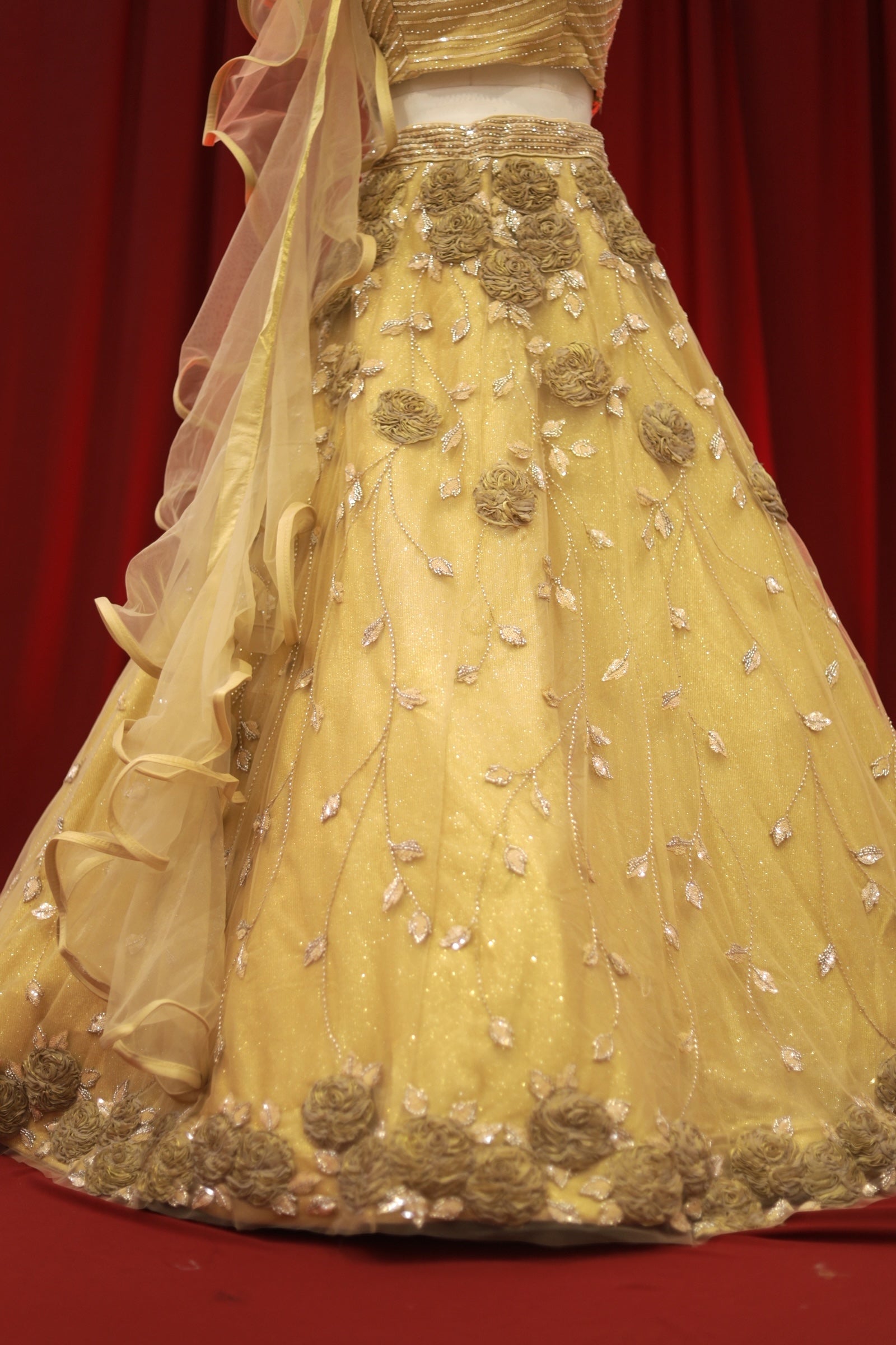 Golden sequins shimmer lehenga