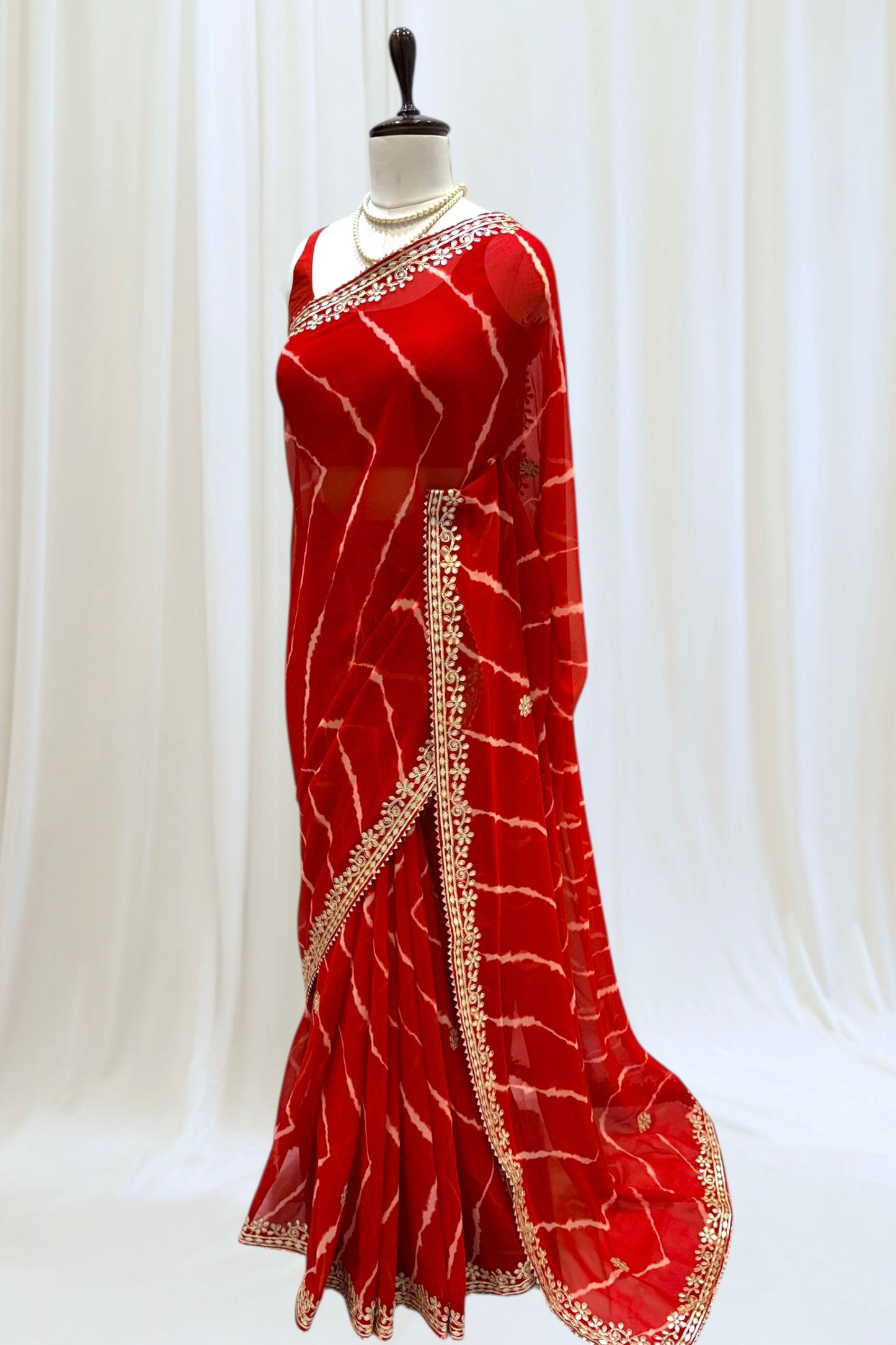 Georgette leheriya saree- Red