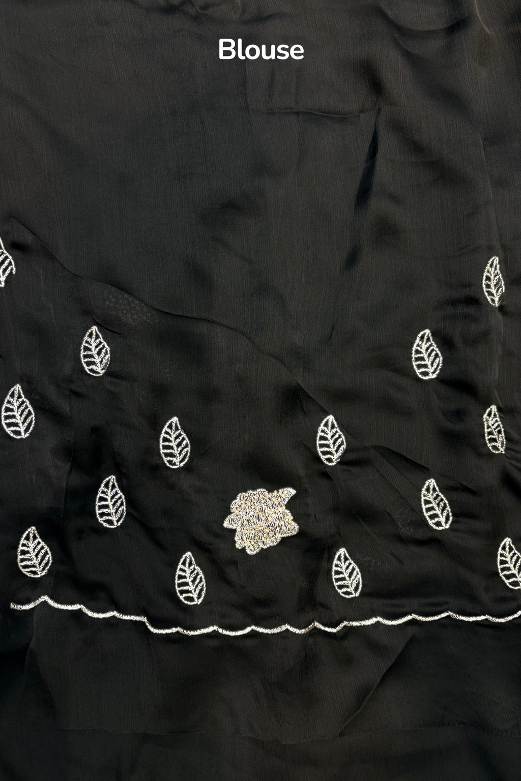 Floral embellished chiffon saree - Black
