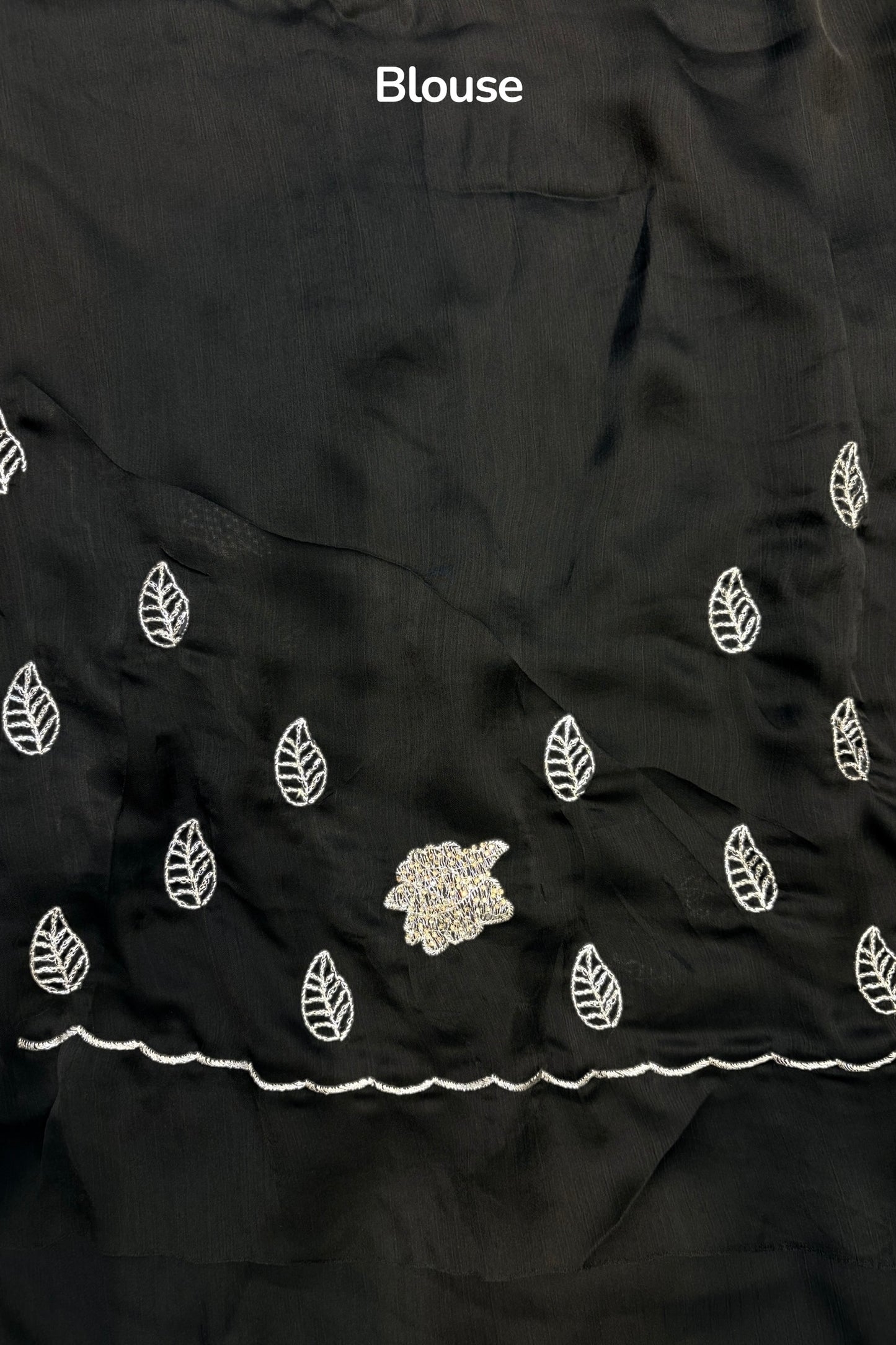 Floral embellished chiffon saree - Black