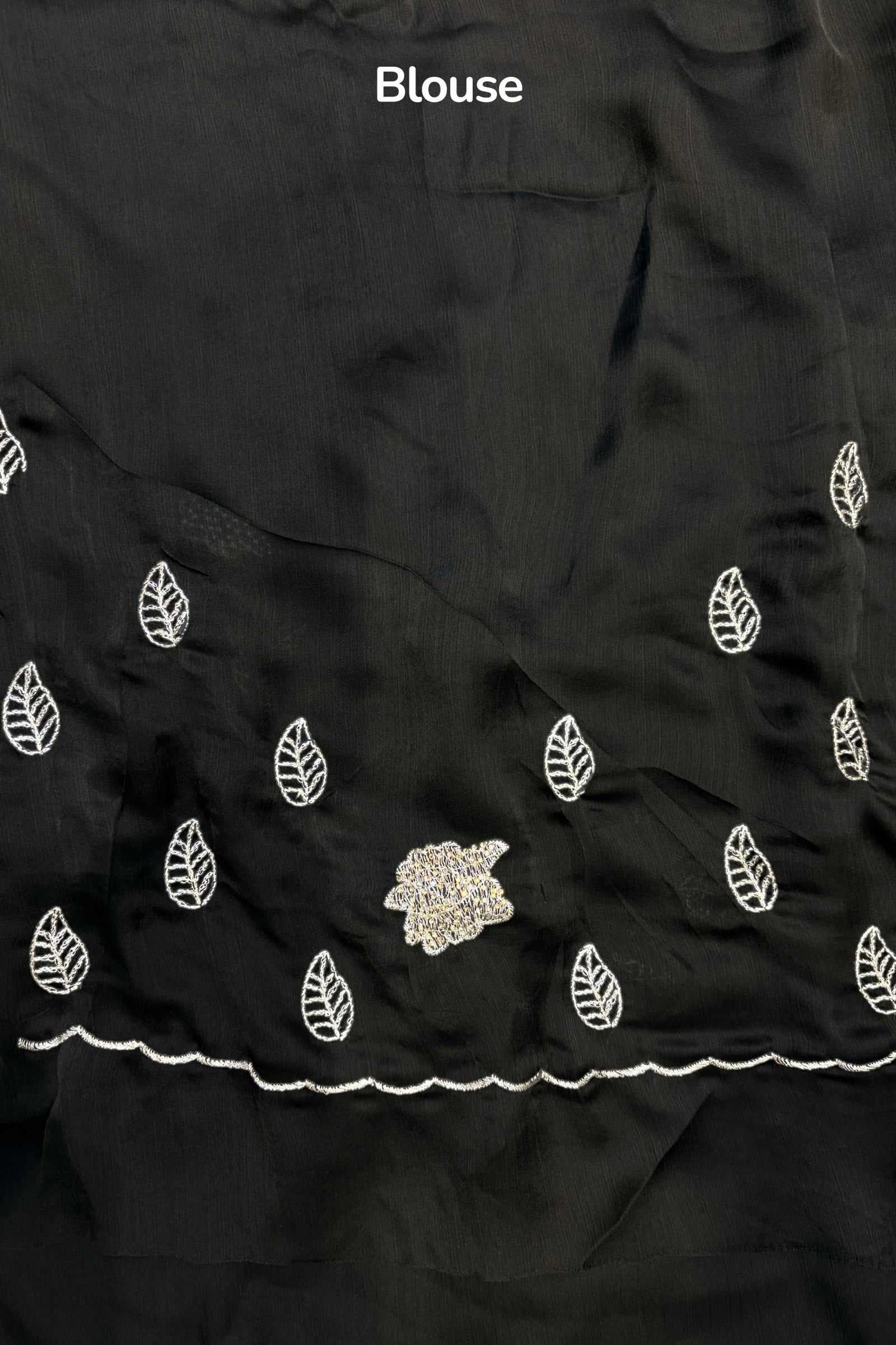 Floral embellished chiffon saree - Black