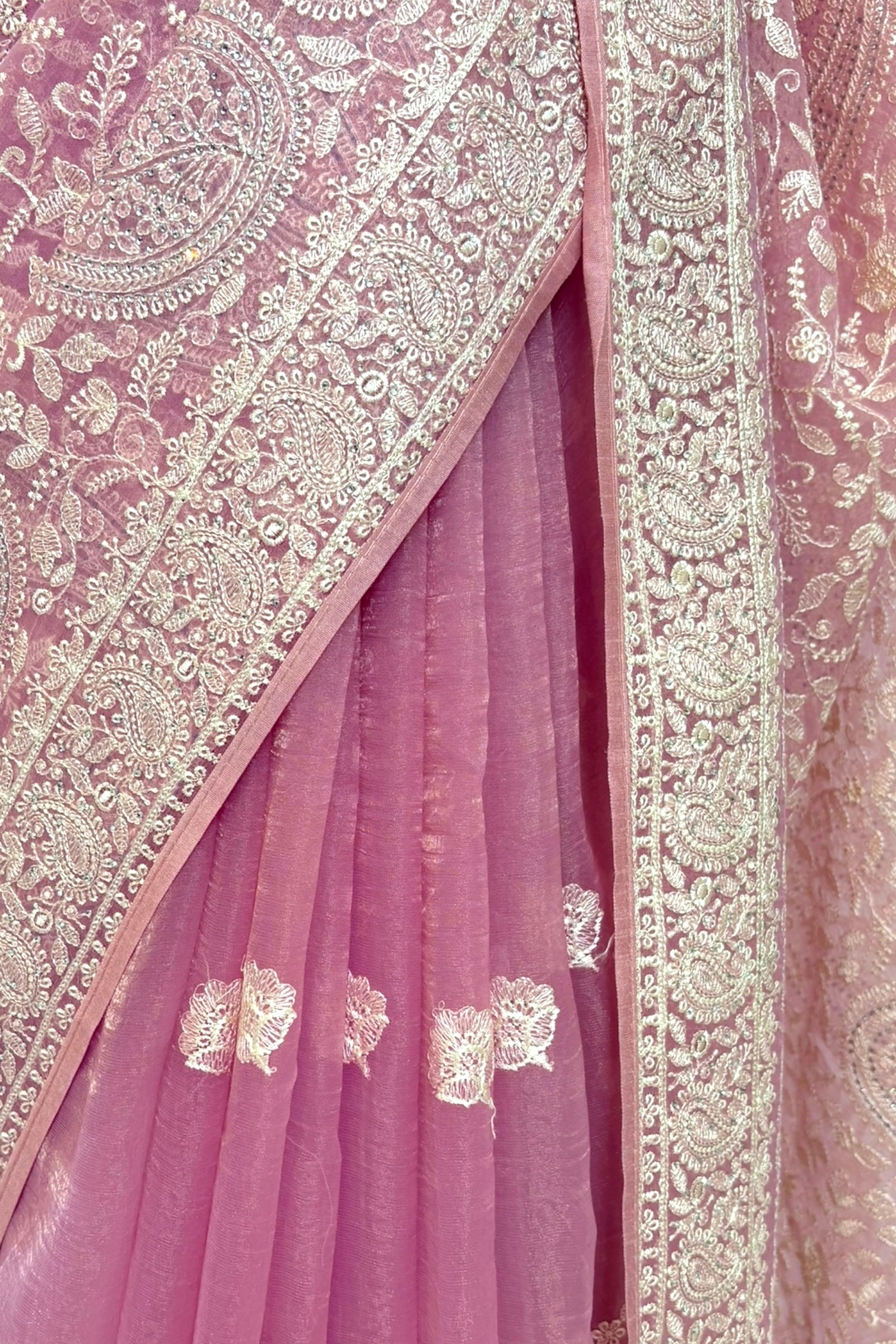 Kashmiri work soft organza saree