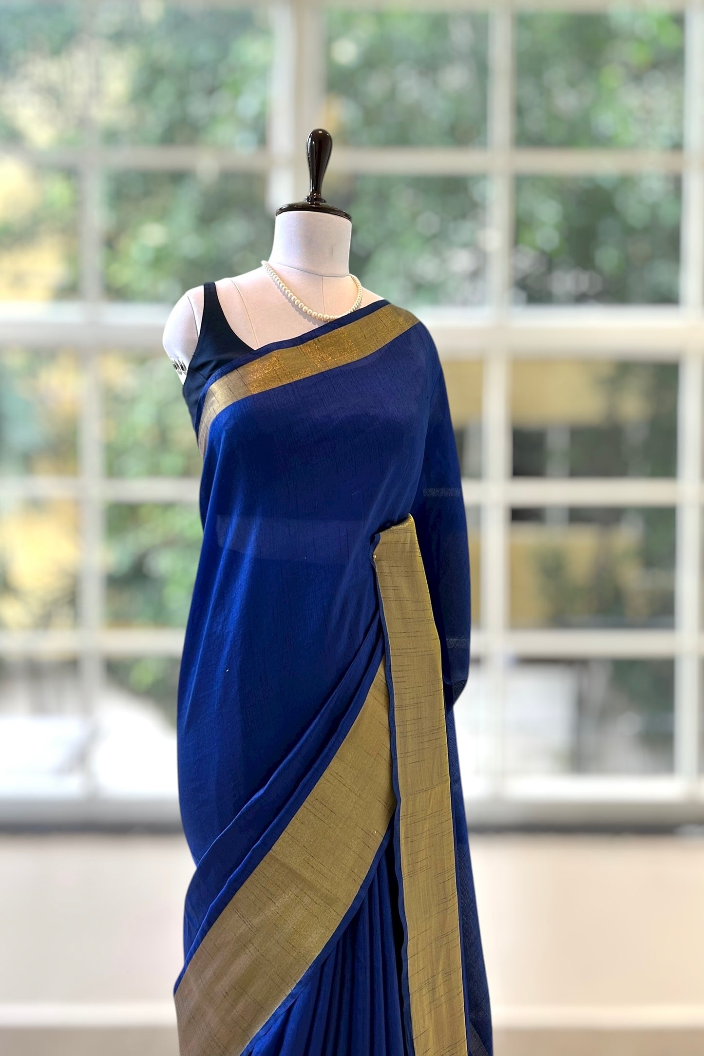 Royal blue soft cotton saree