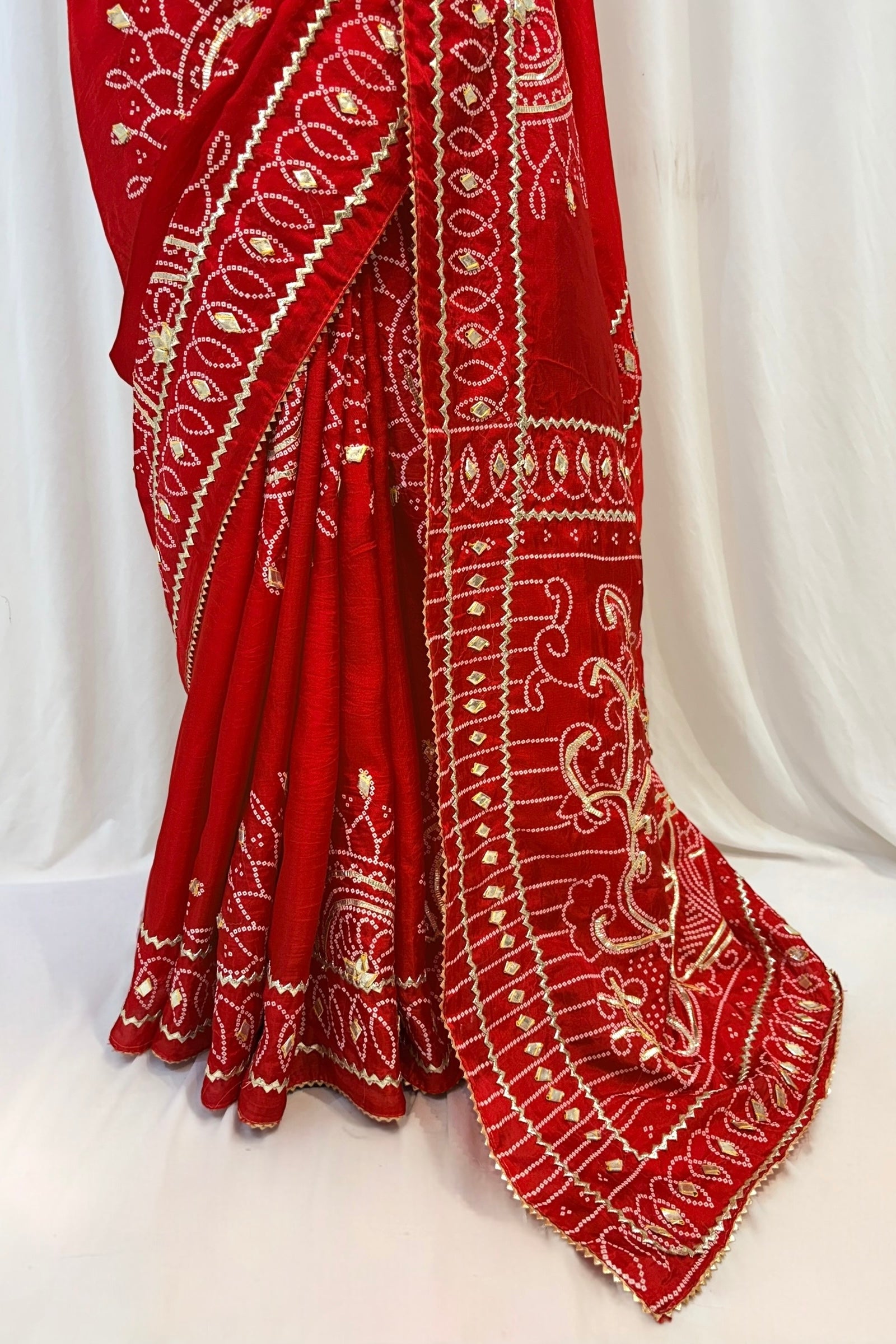 Gotta work organza silk saree - Red