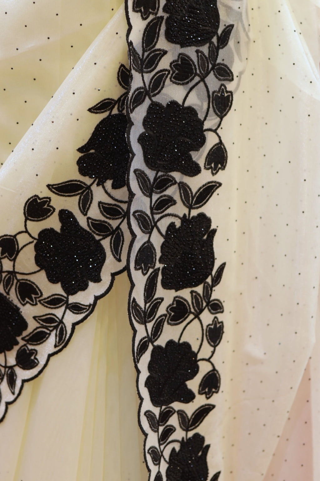 White organza floral saree