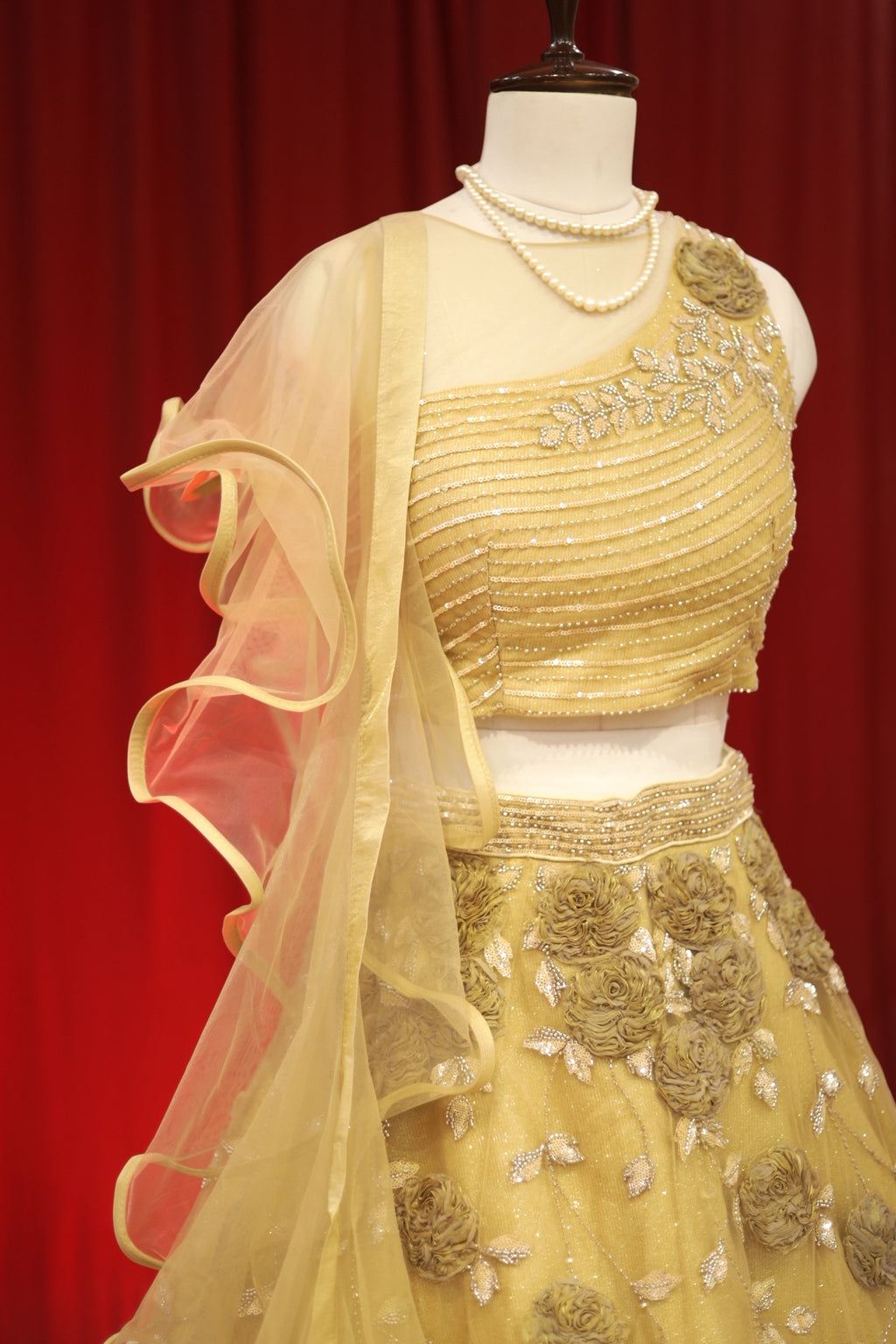 Golden sequins shimmer lehenga