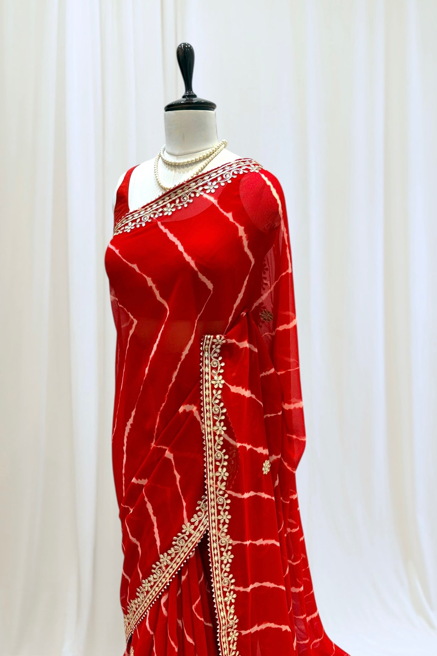Georgette leheriya saree- Red