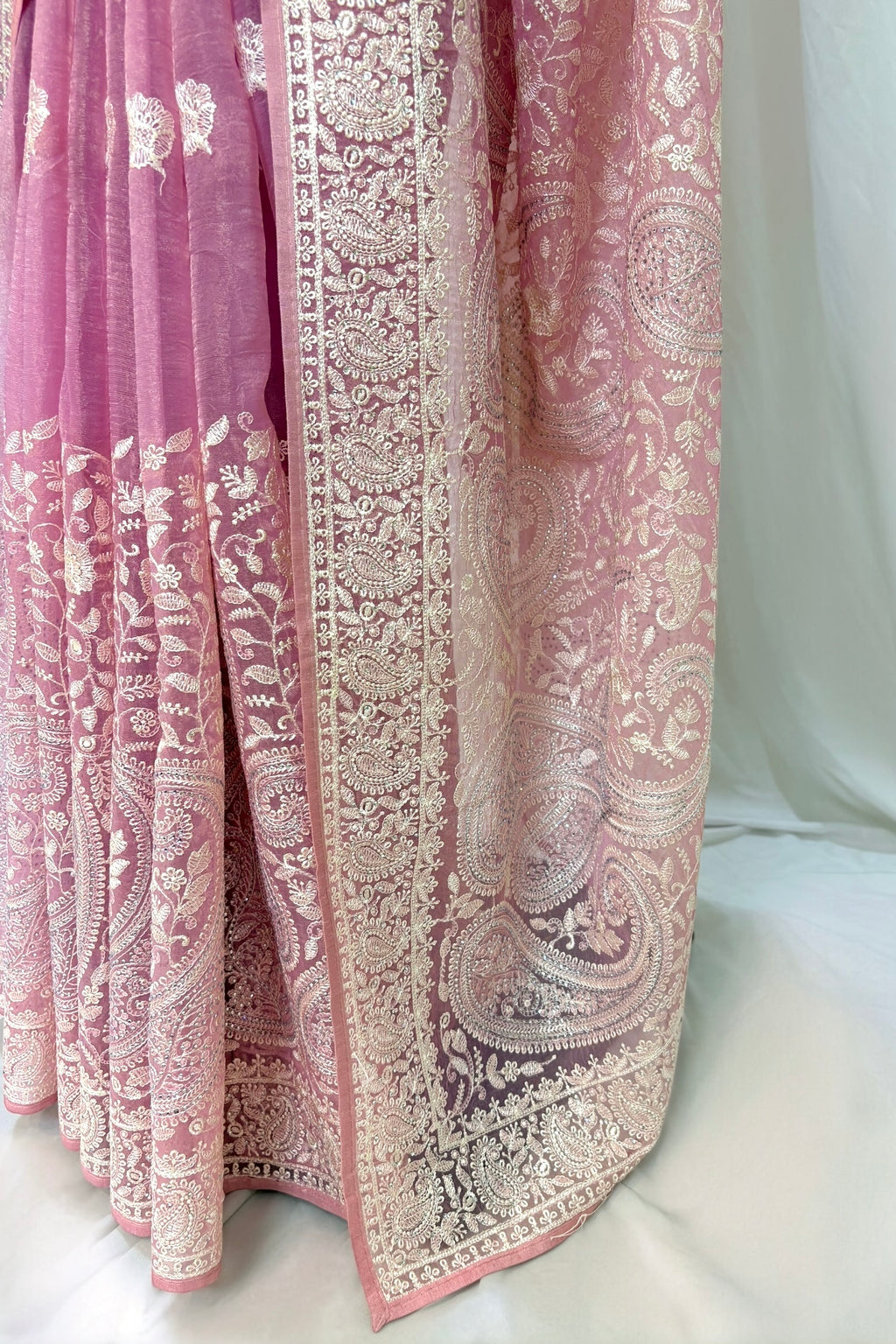 Kashmiri work soft organza saree