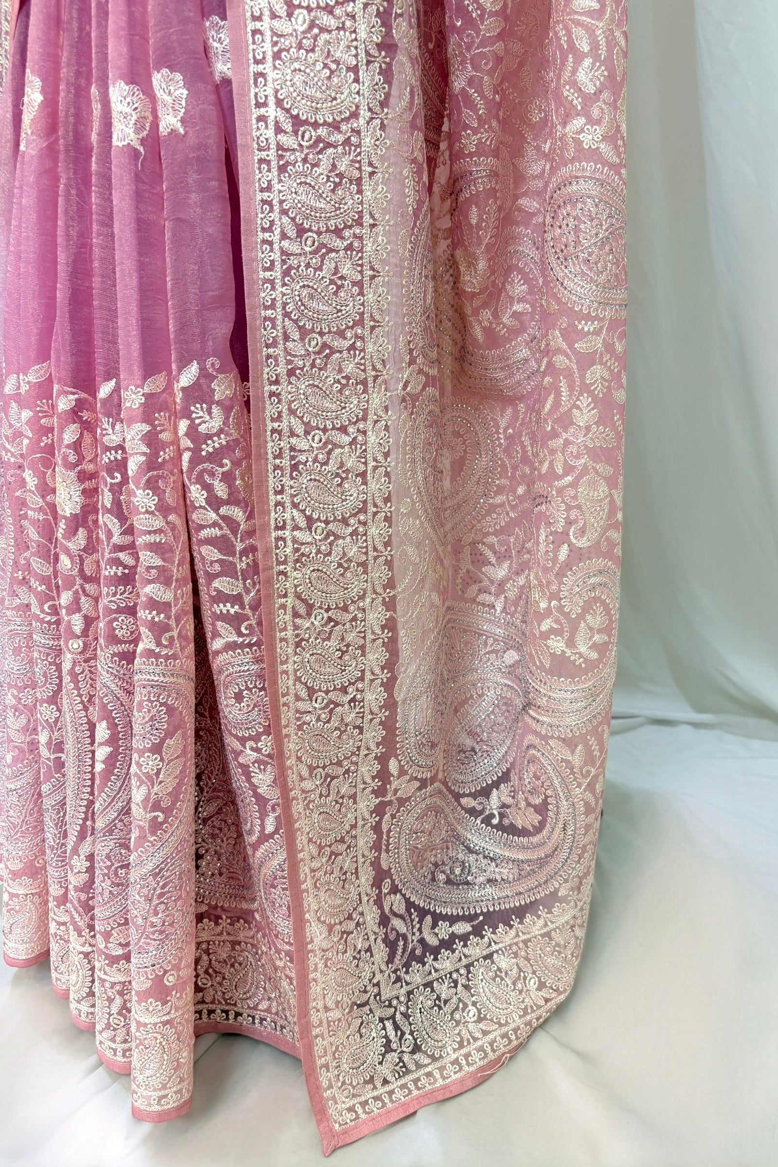 Kashmiri work soft organza saree