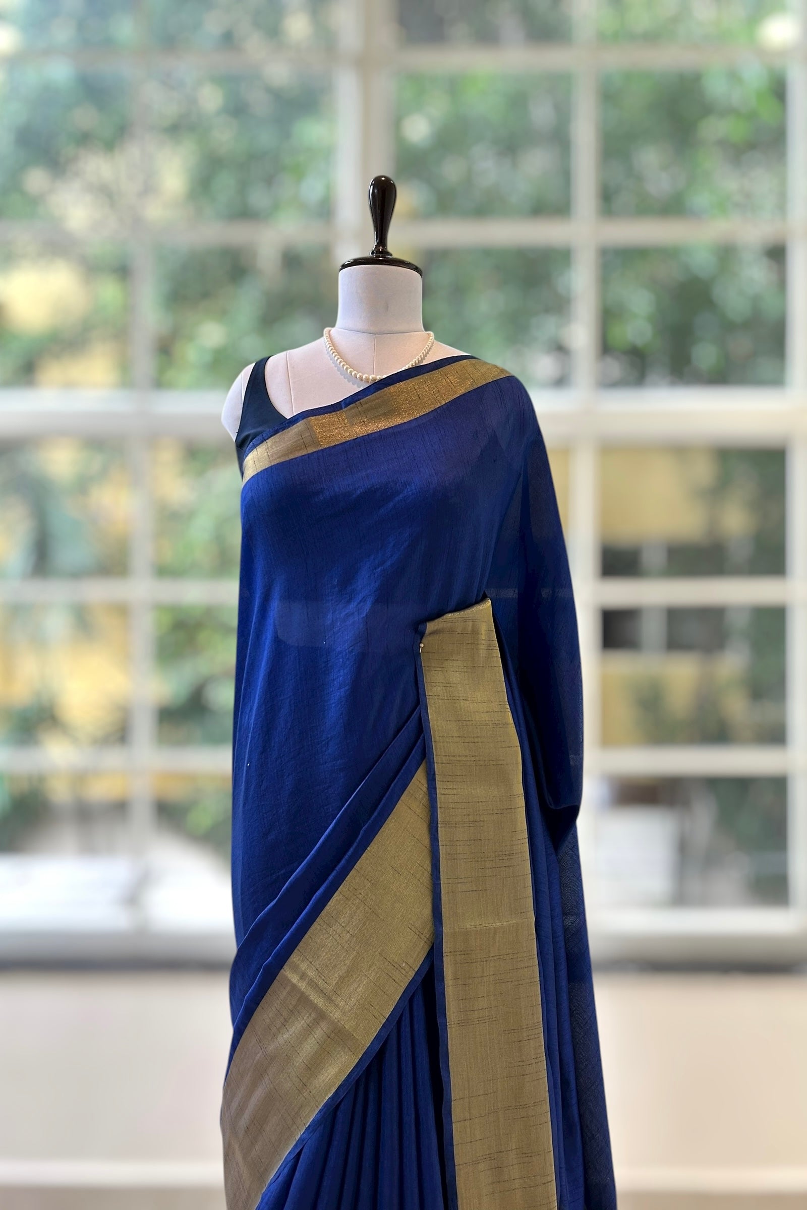 Royal blue soft cotton saree