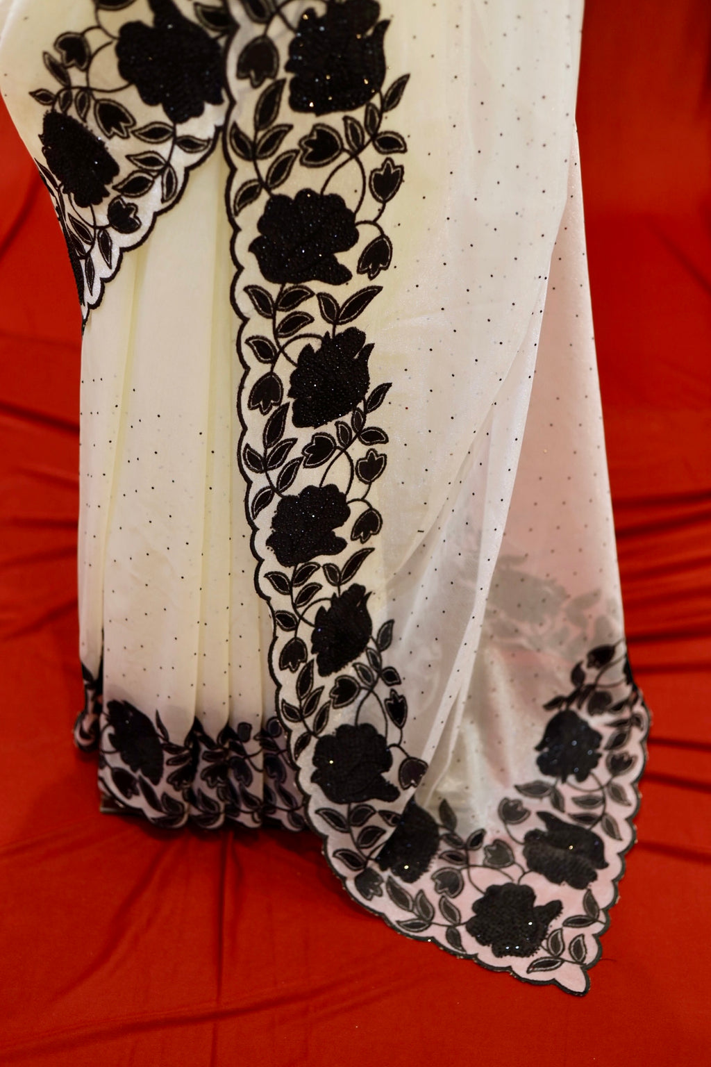 White organza floral saree