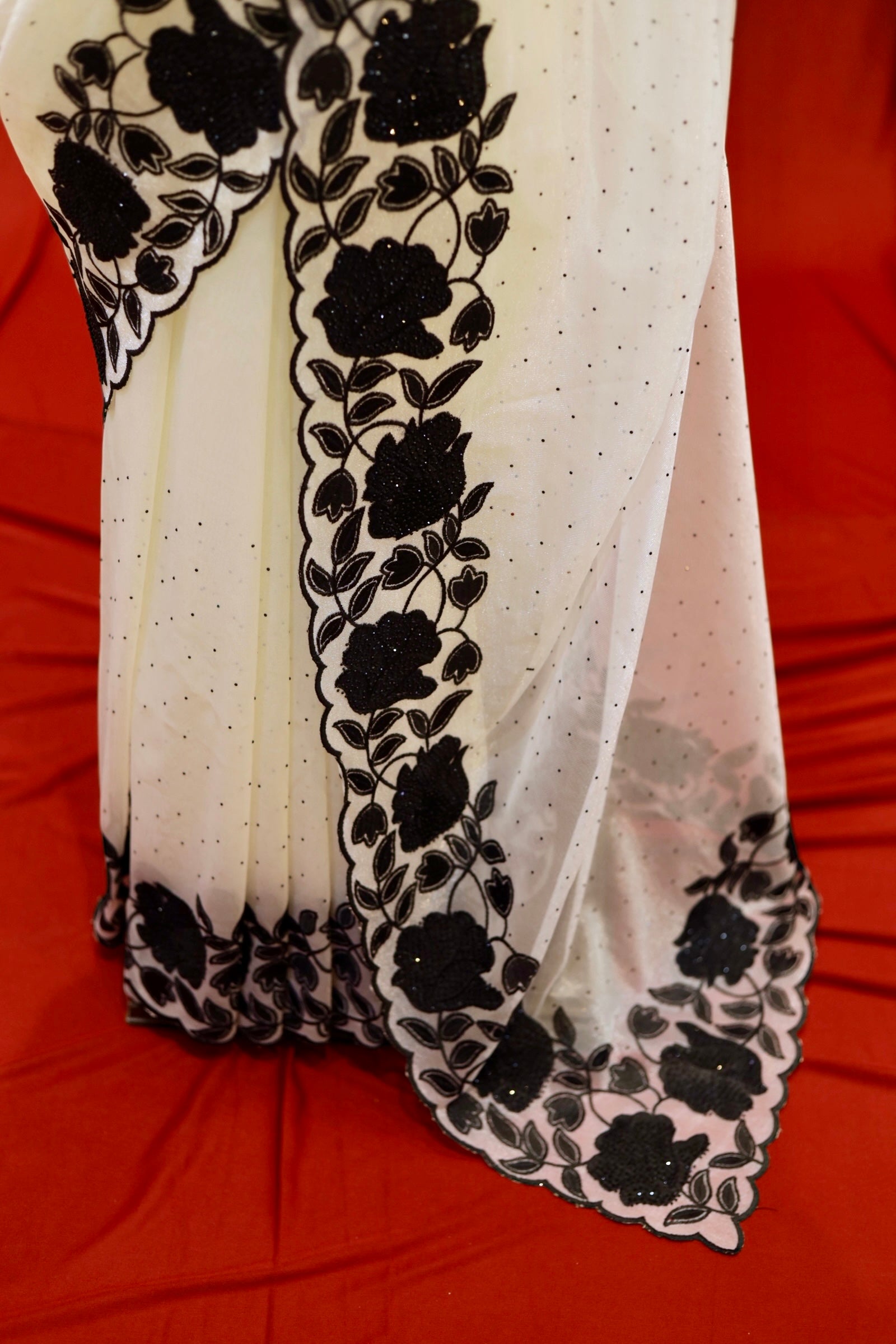 White organza floral saree