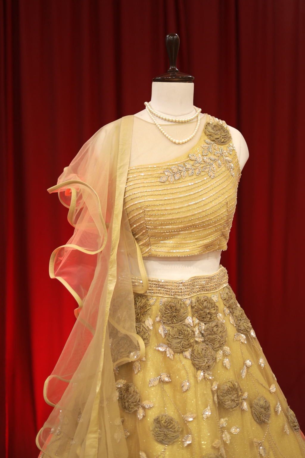 Golden sequins shimmer lehenga
