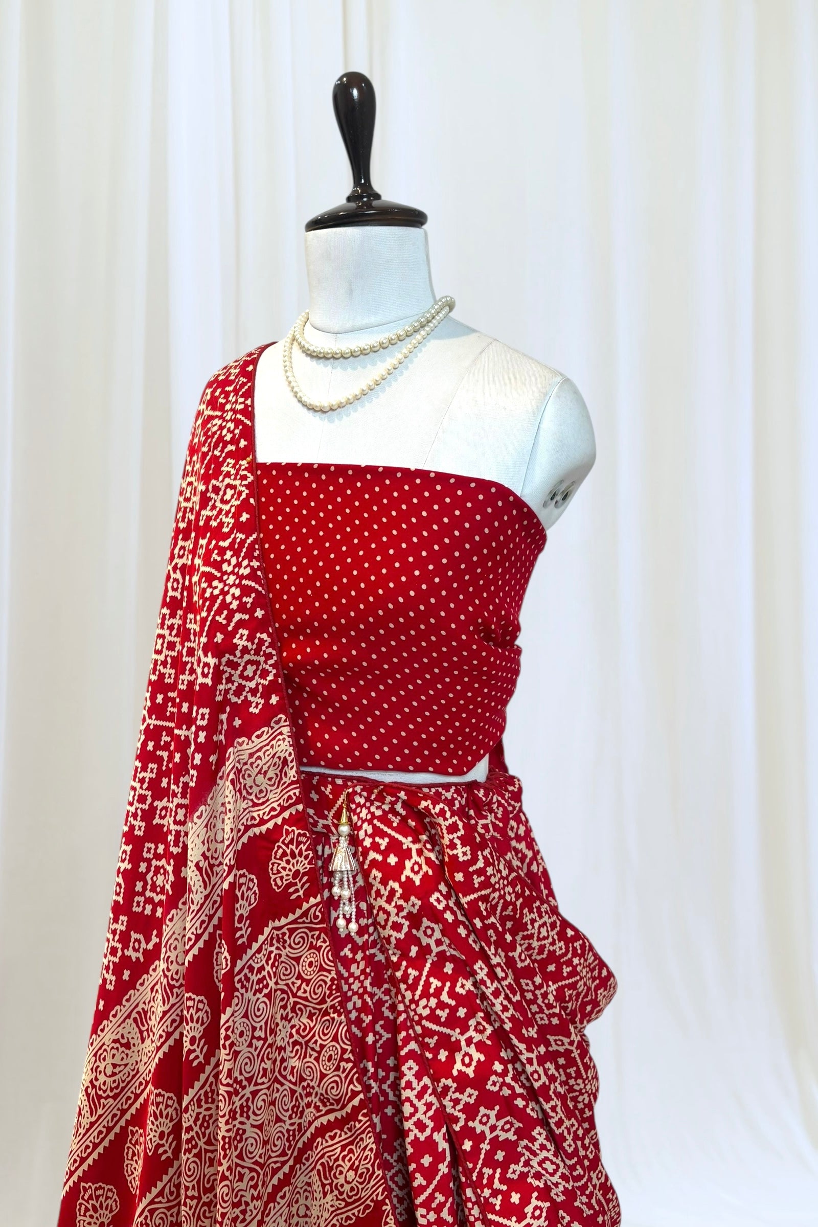 Ajrakh modal silk lehenga - Red
