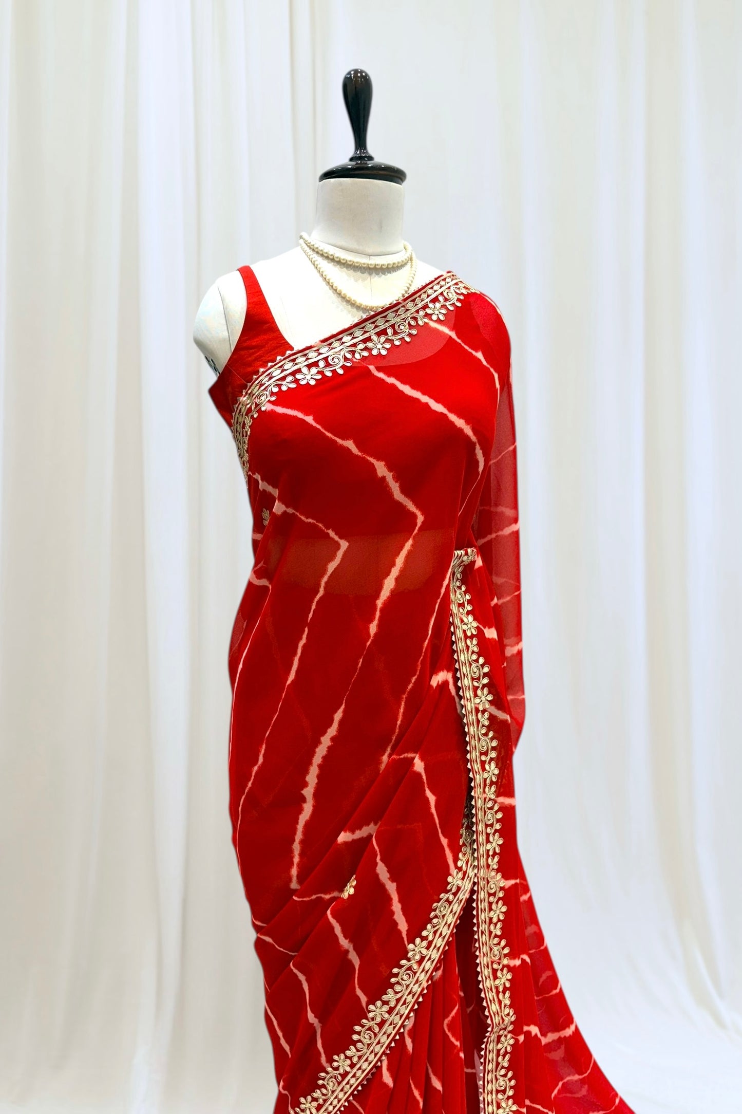 Georgette leheriya saree- Red