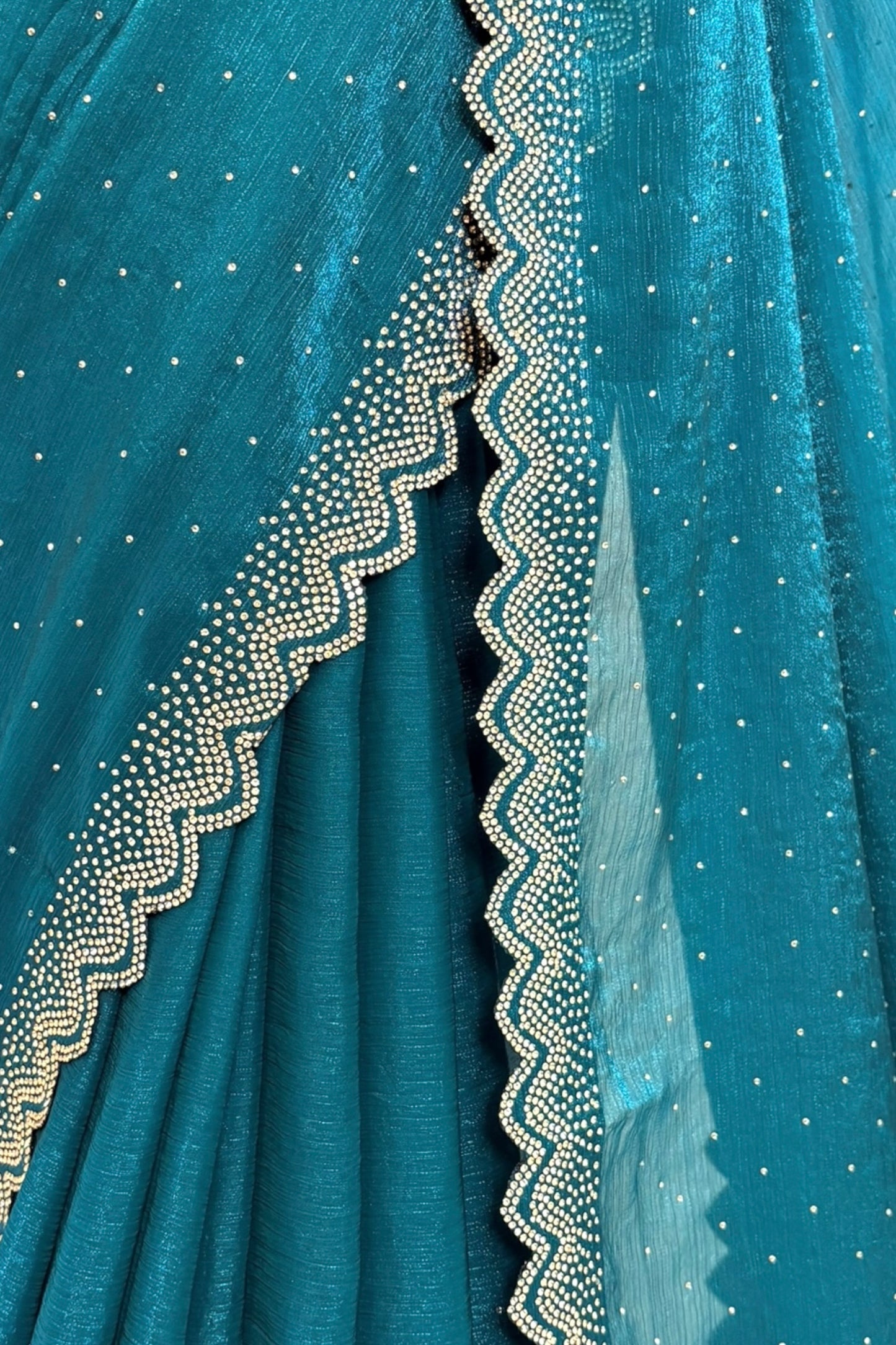 Shimmer chiffon swarovski saree - Blue