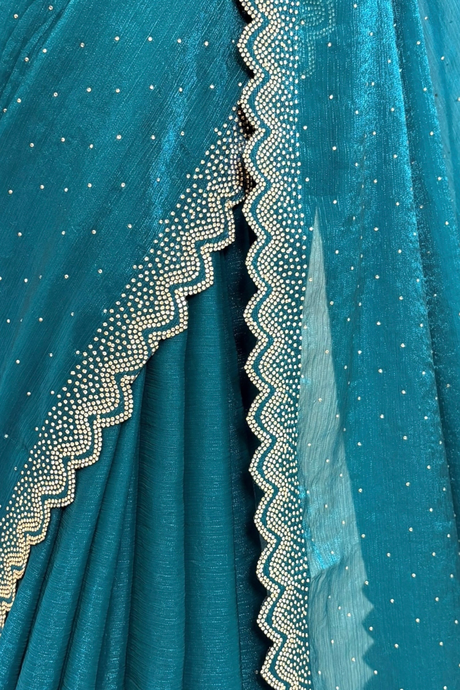 Shimmer chiffon swarovski saree - Blue