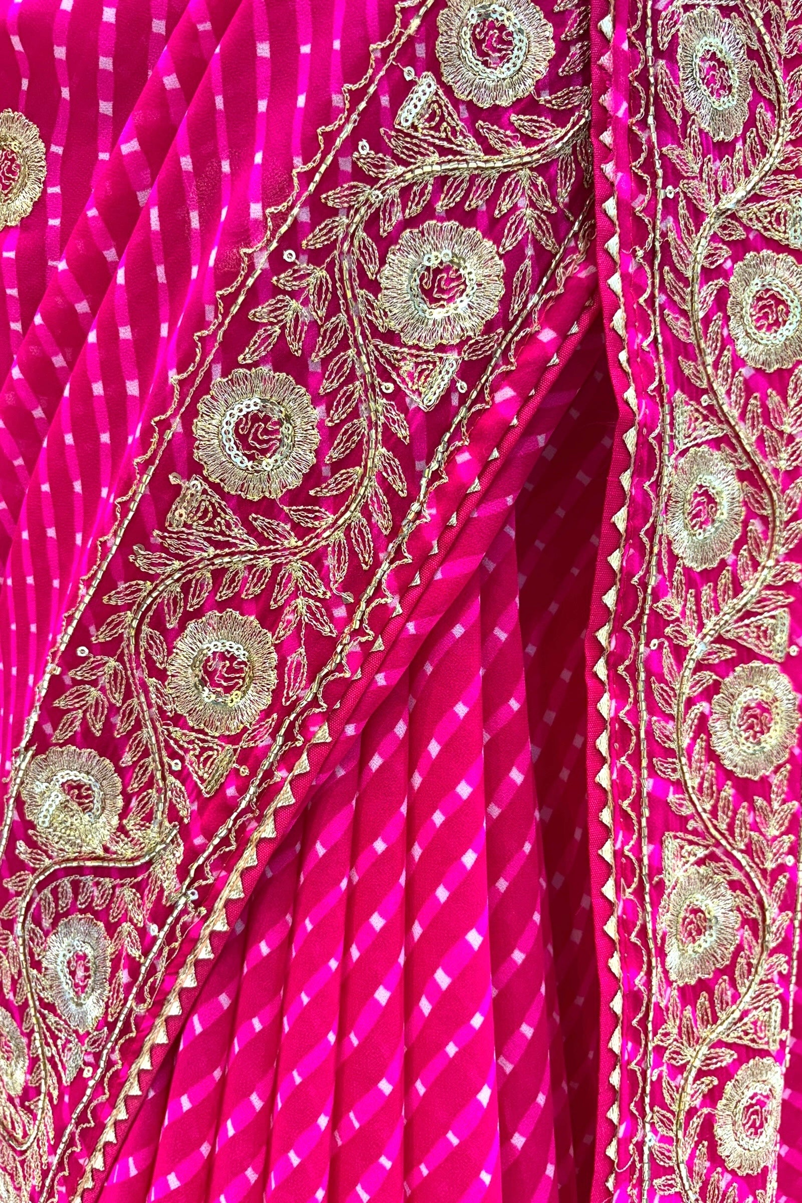 Pink motra zari georgette saree