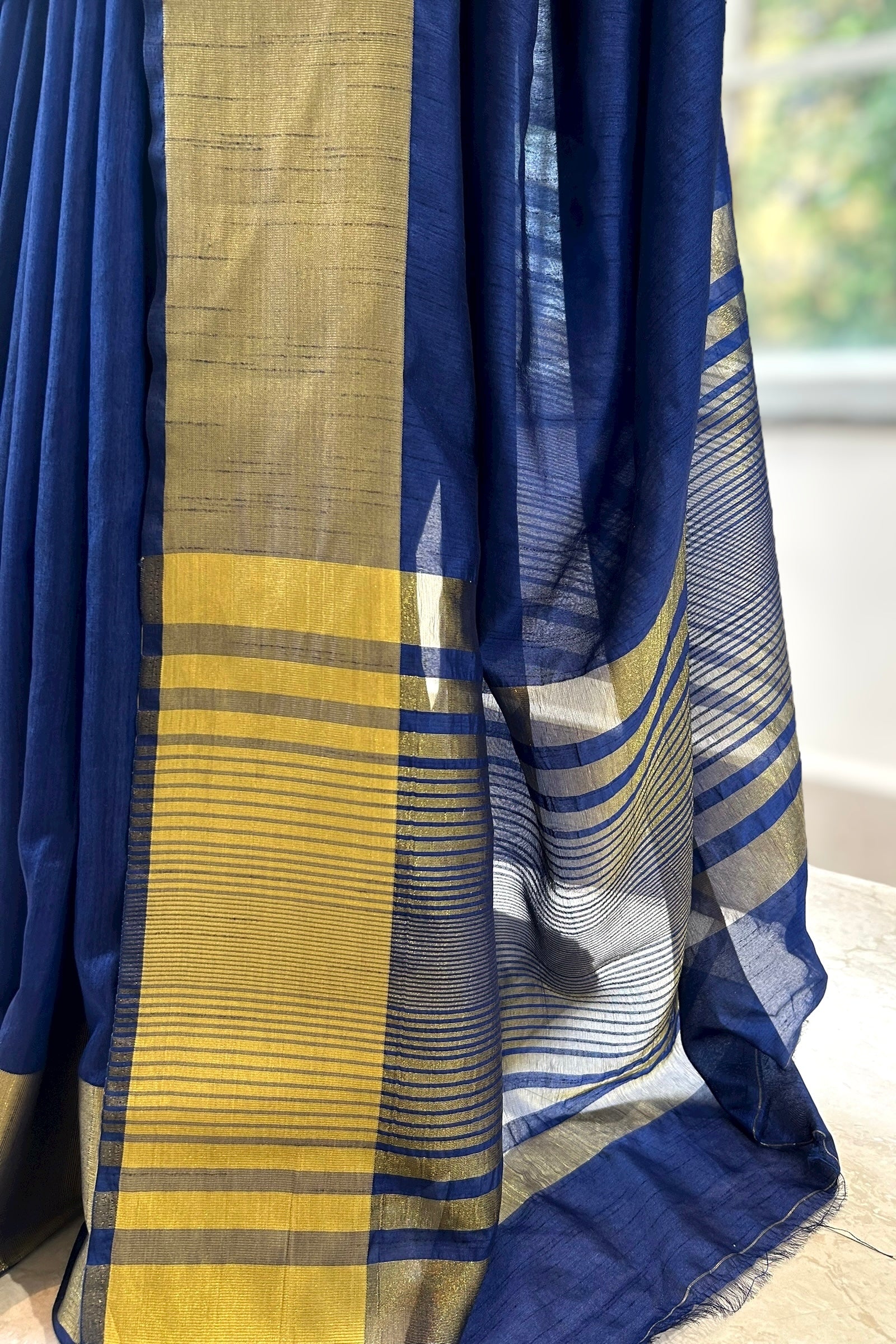 Royal blue soft cotton saree