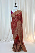 Crimson embroidered saree