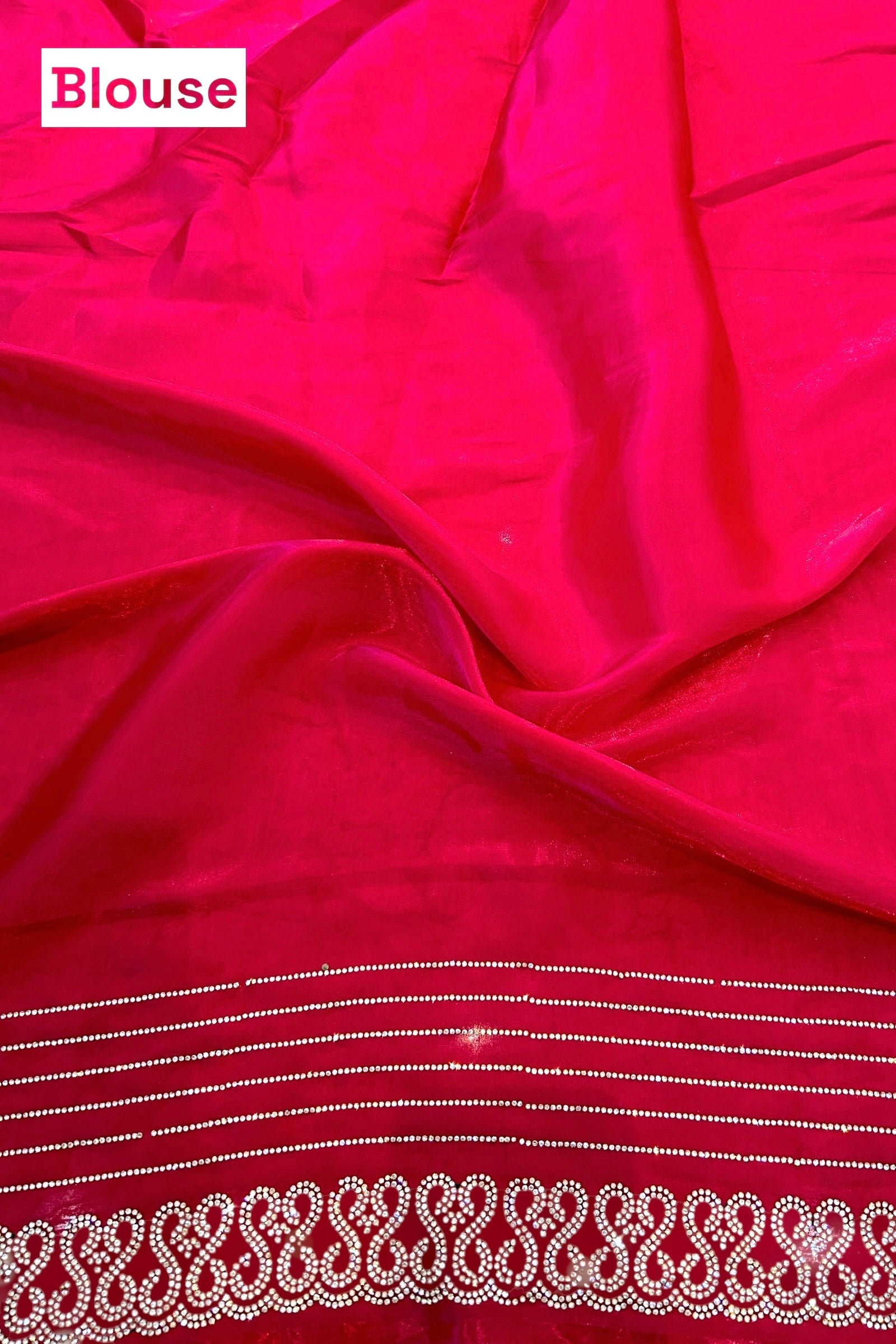 Swarovski sheen organza saree - Crimson