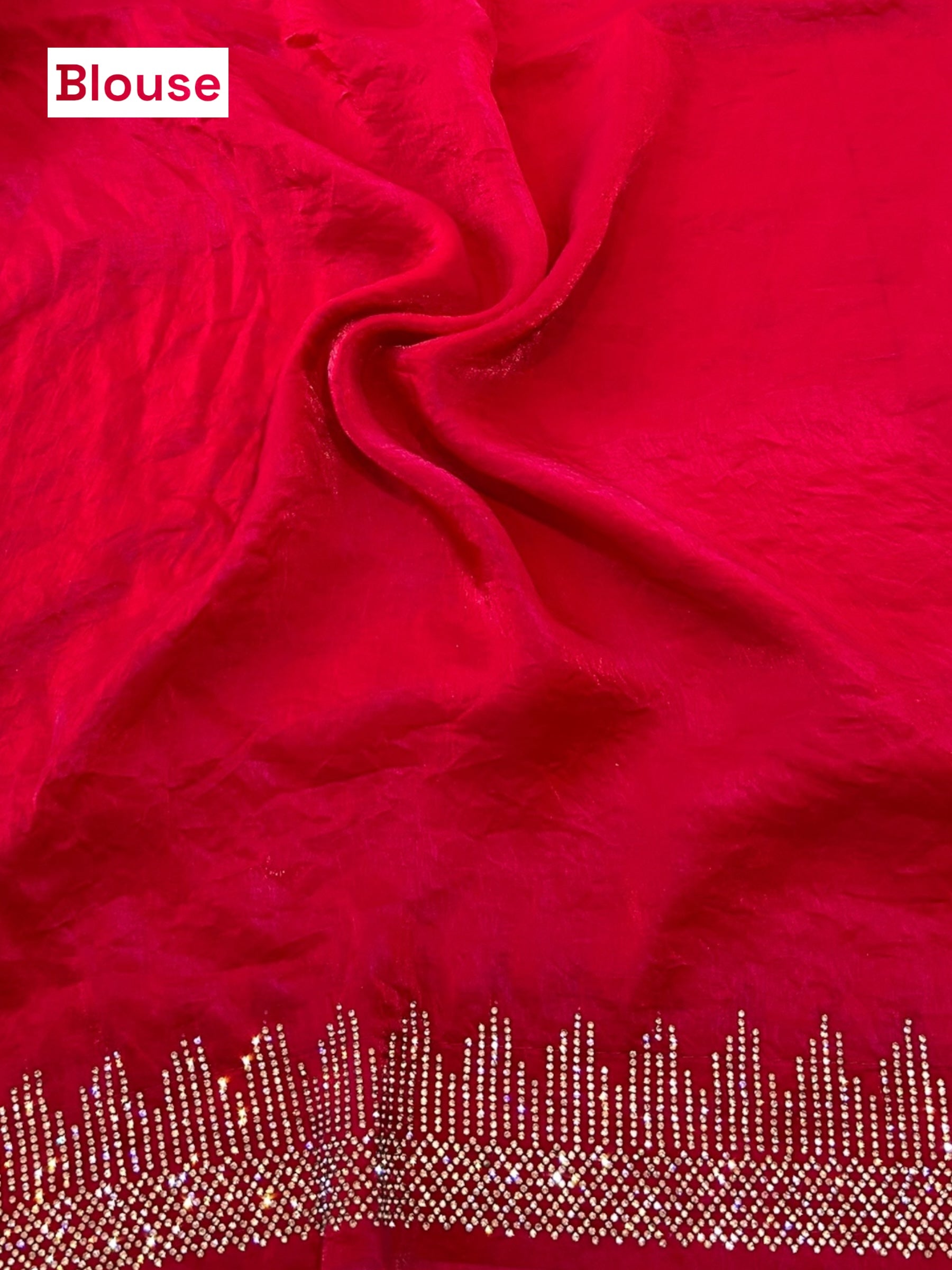 Red shimmer organza embellished saree