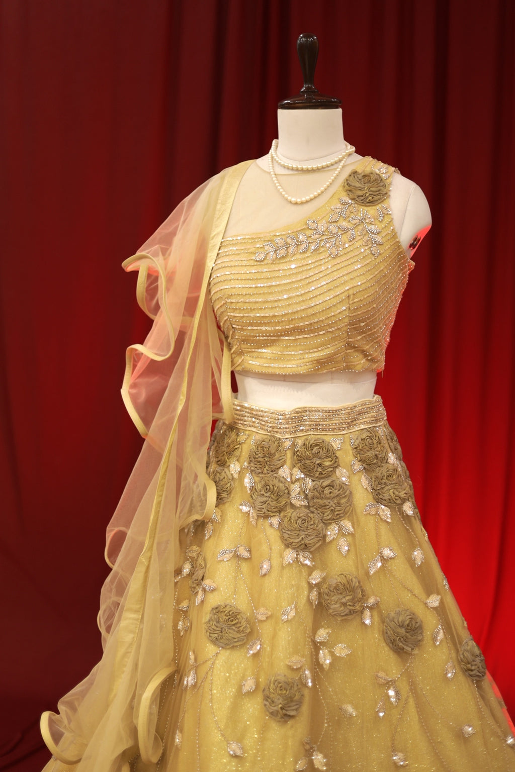 Golden sequins shimmer lehenga