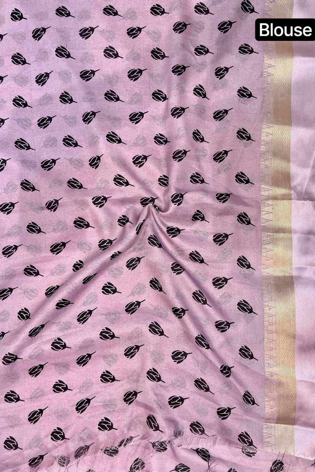 Floral printed chiffon saree - Purple