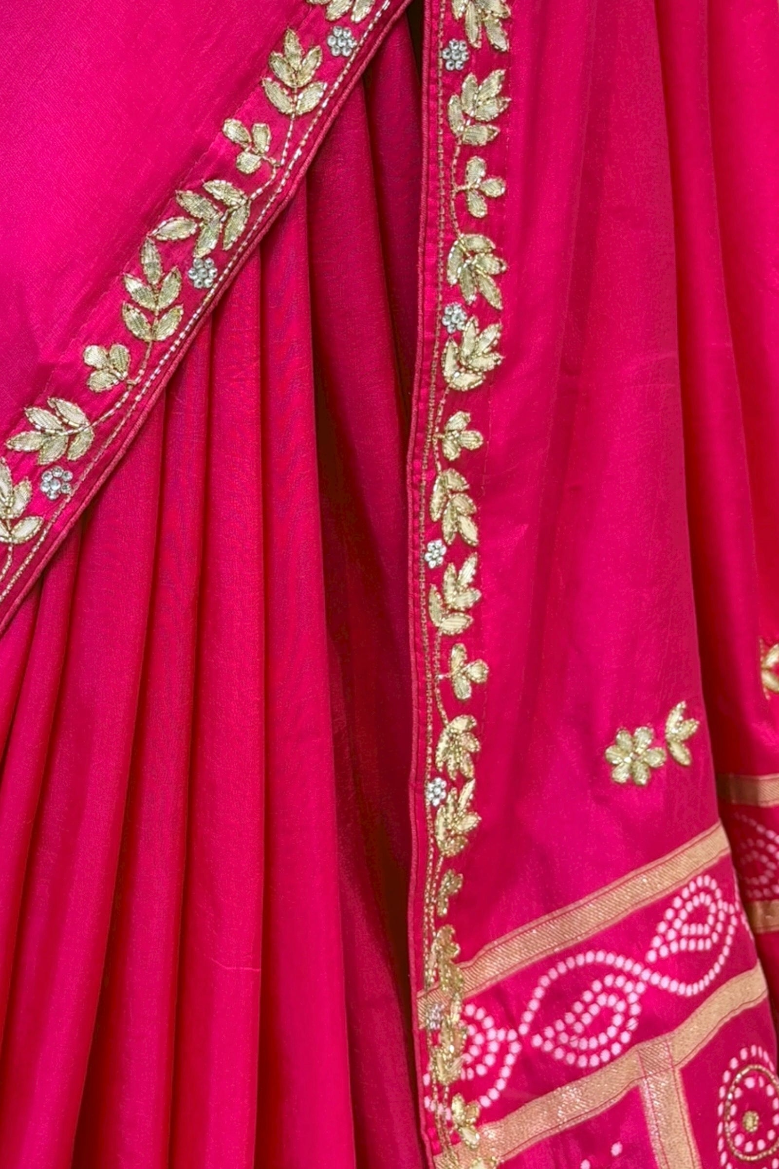 Pink pure dola silk gotta saree