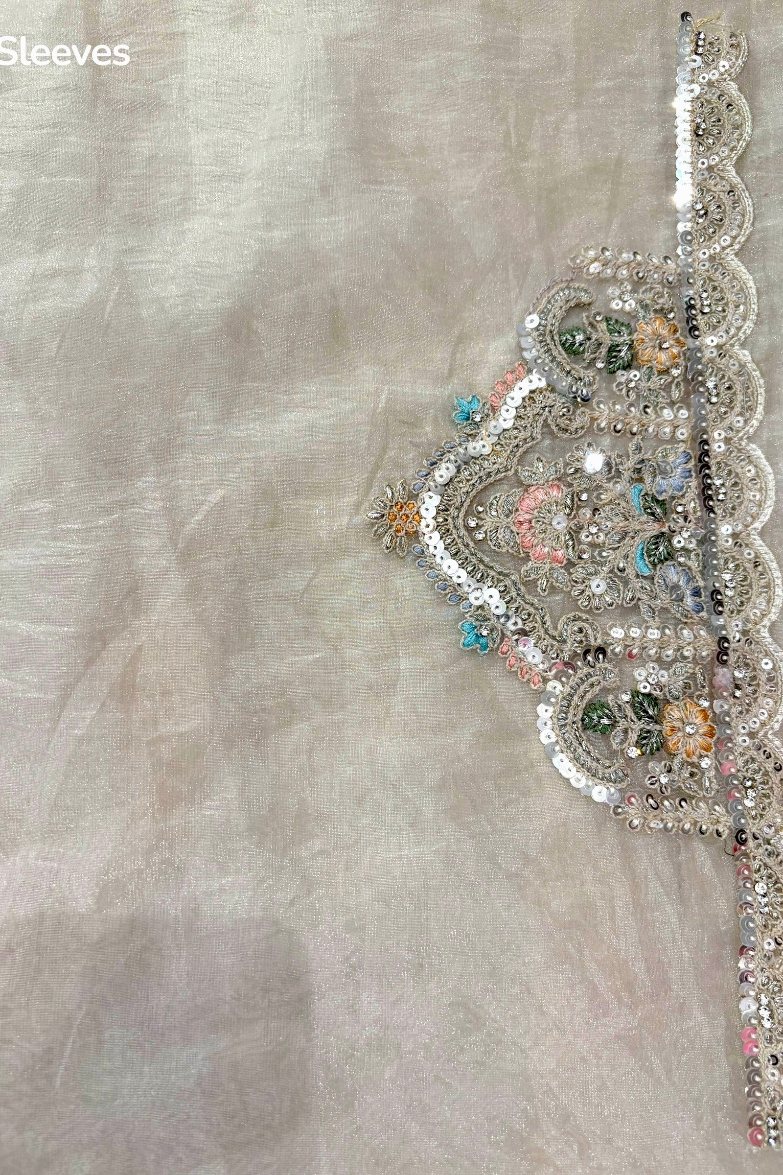 White organza sequins embellished saree