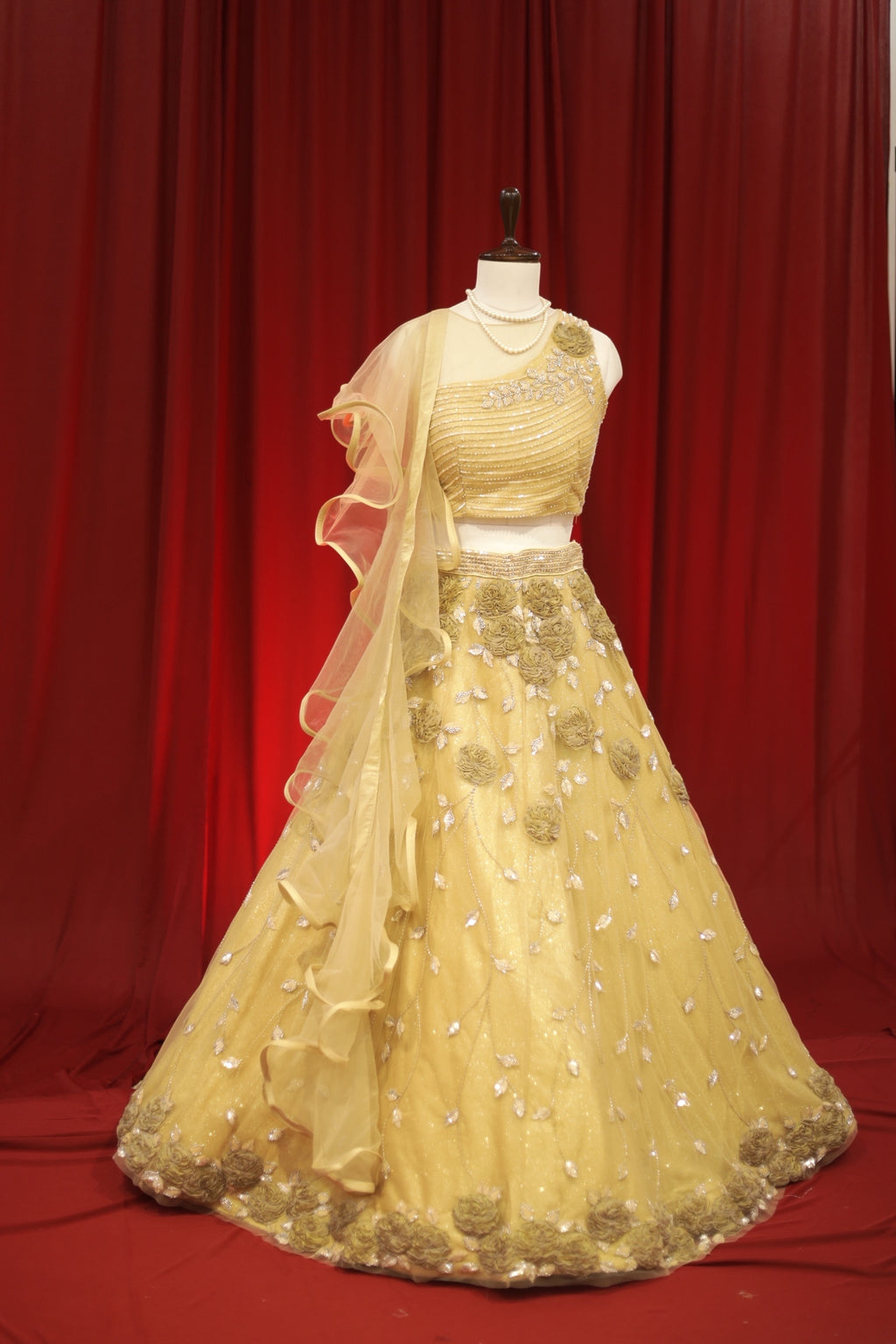 Golden sequins shimmer lehenga