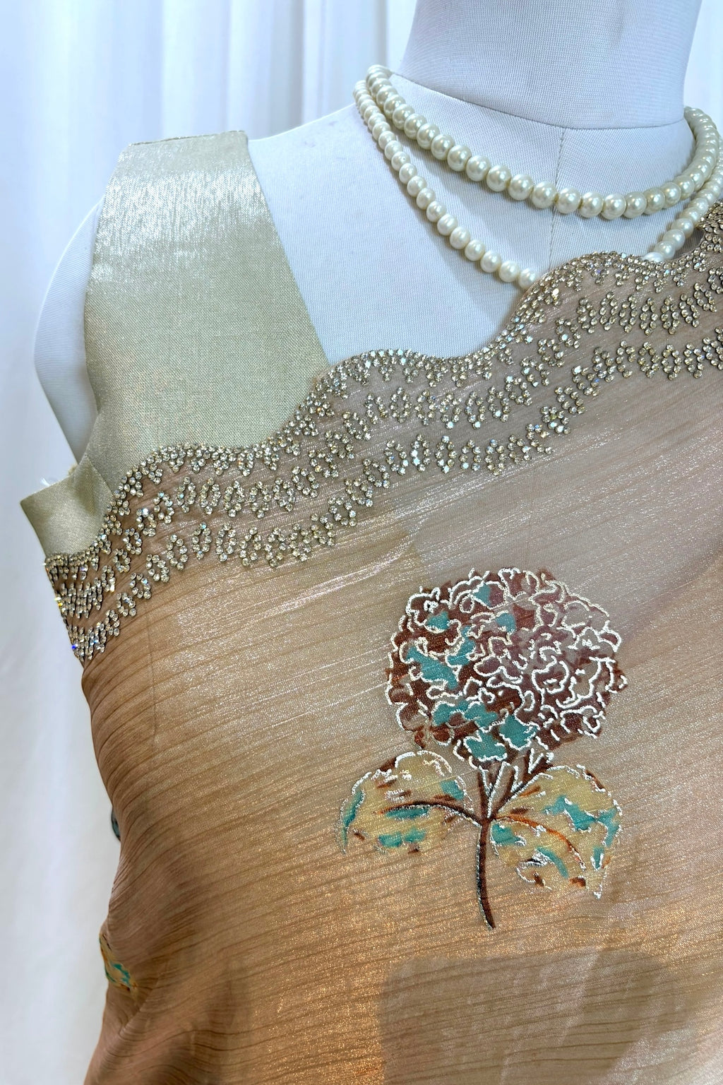 Golden Cream Shaded Floral Saree