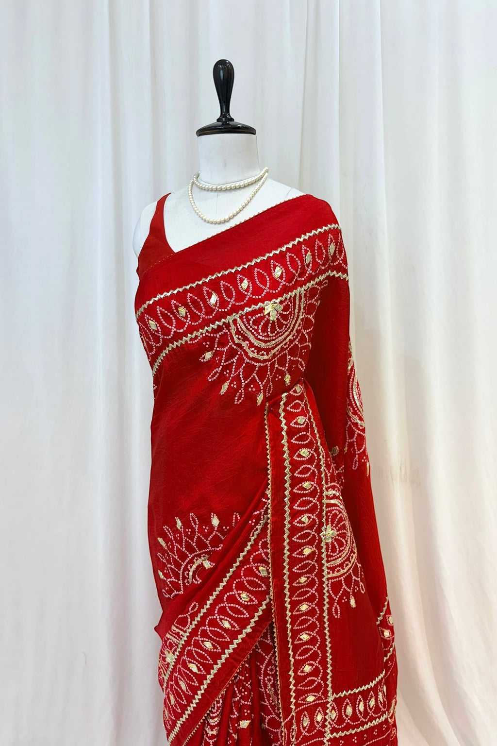 Gotta work organza silk saree - Red