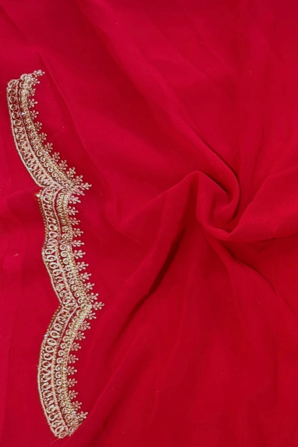 Crimson embroidered saree