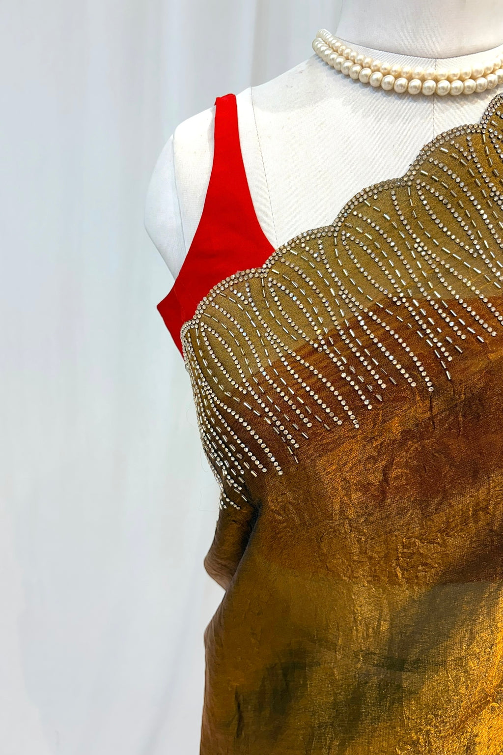 Golden fendy embellished saree